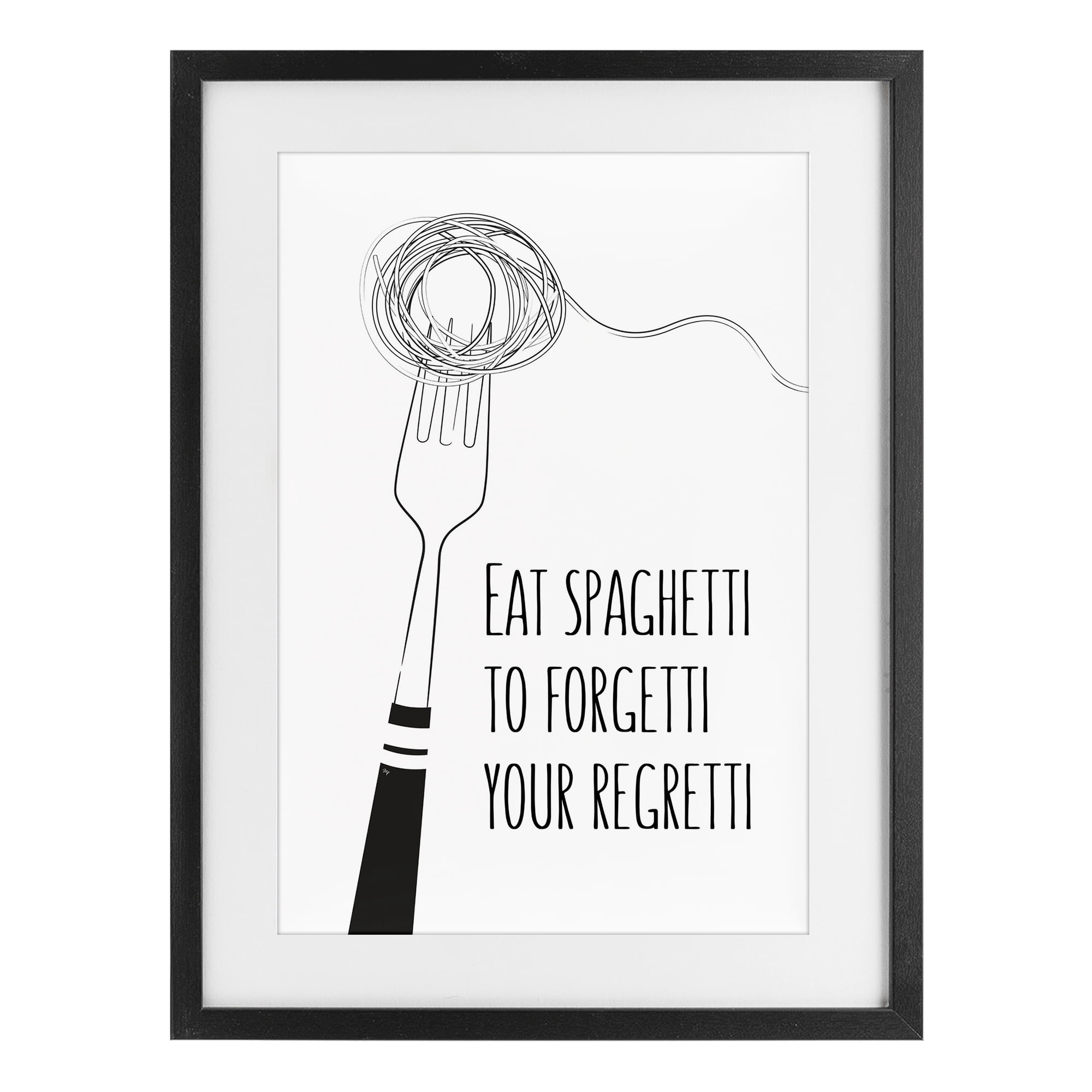Stupell Industries Funny Spaghetti Sass Black Framed Print Under Glass, design by Martina Pavlova