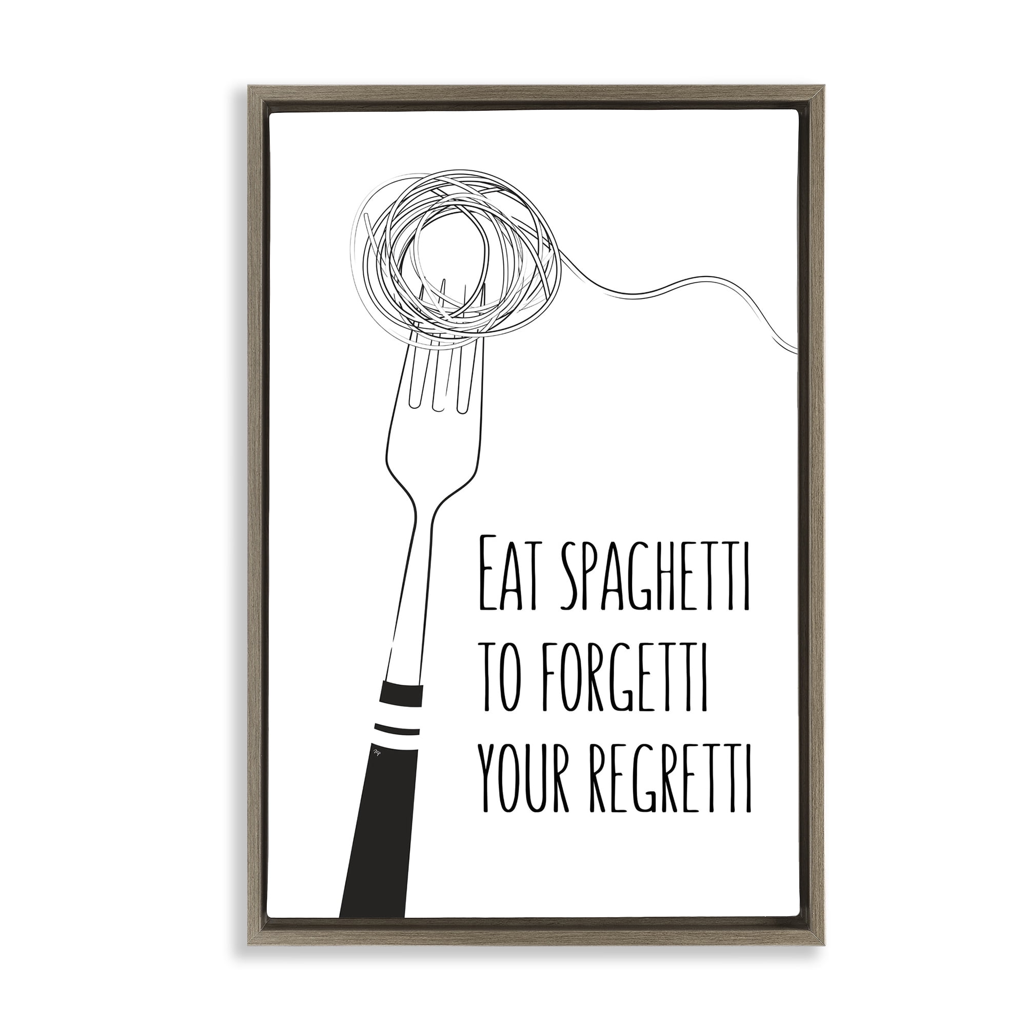 Stupell Industries Funny Spaghetti Sass Brown Framed Floater Canvas Wall Art, design by Martina Pavlova