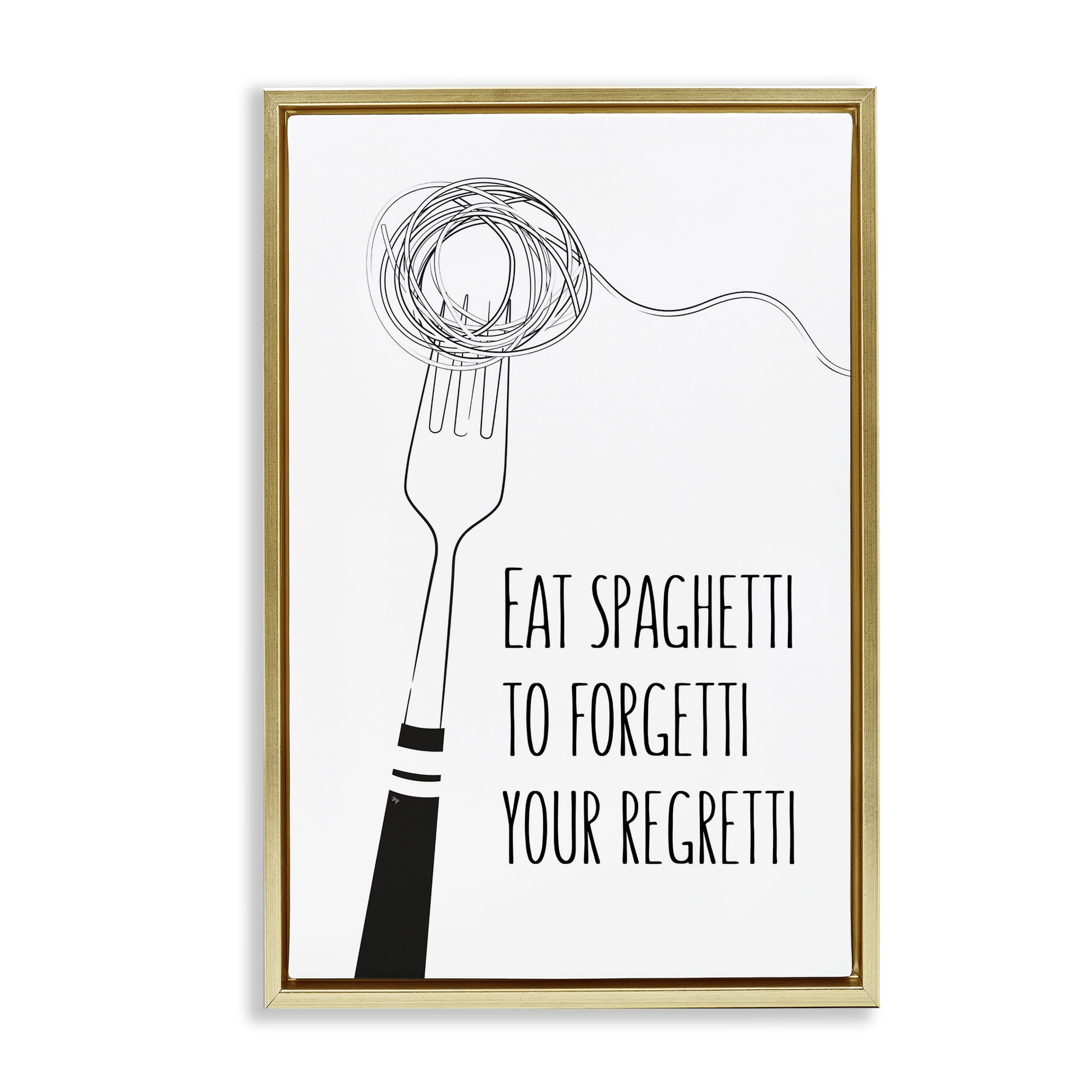Stupell Industries Funny Spaghetti Sass Gold Framed Floater Canvas Wall Art, design by Martina Pavlova