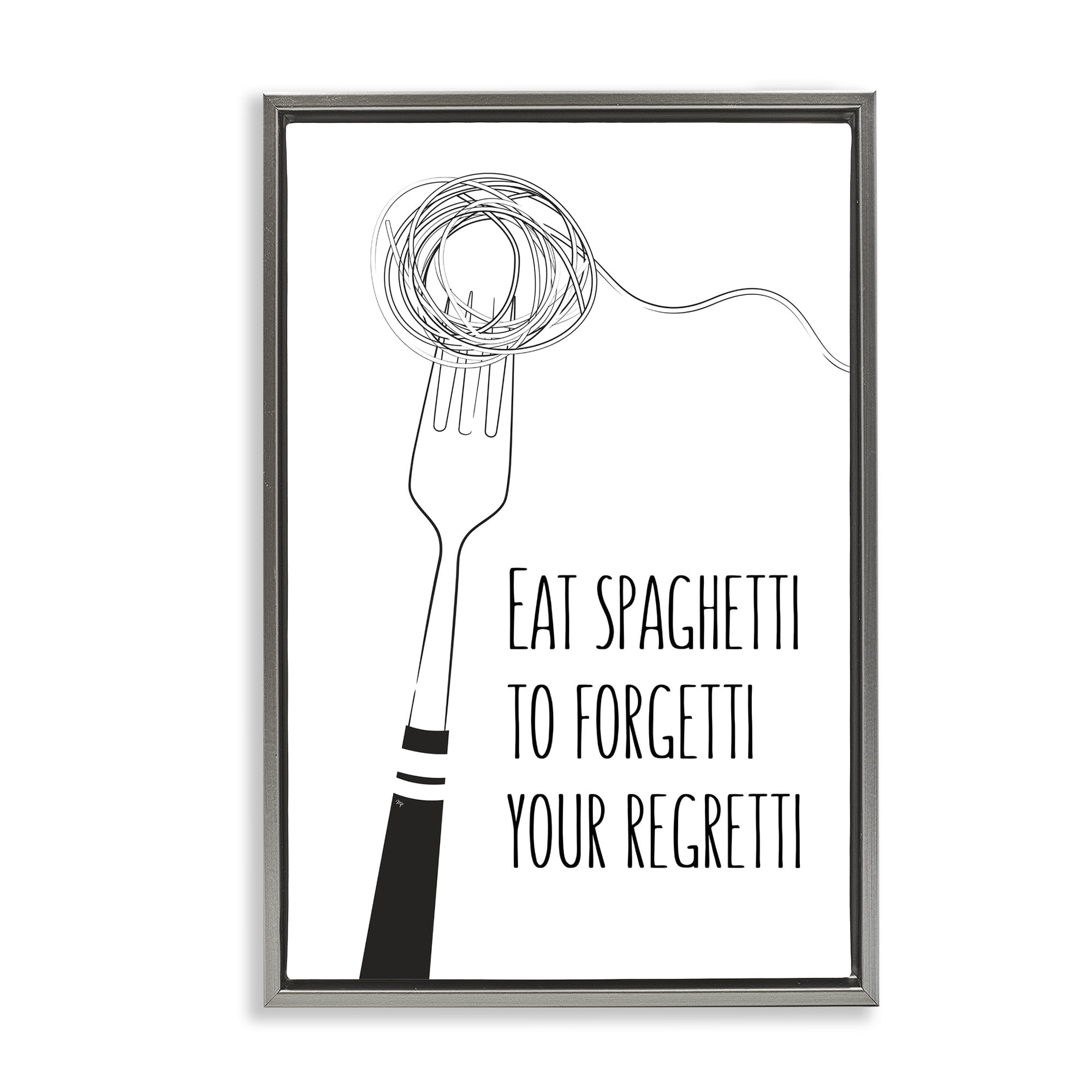 Stupell Industries Funny Spaghetti Sass Gray Framed Floater Canvas Wall Art, design by Martina Pavlova