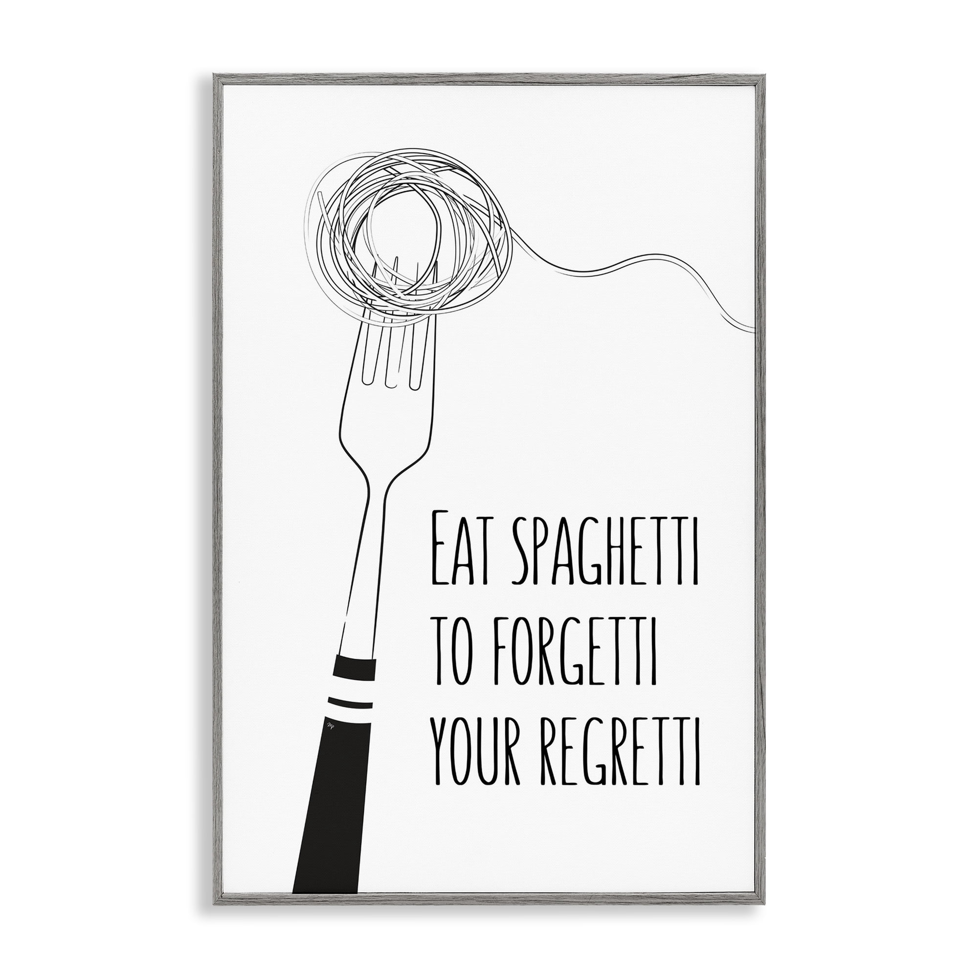 Stupell Industries Funny Spaghetti Sass Gray Framed Giclee Art, design by Martina Pavlova