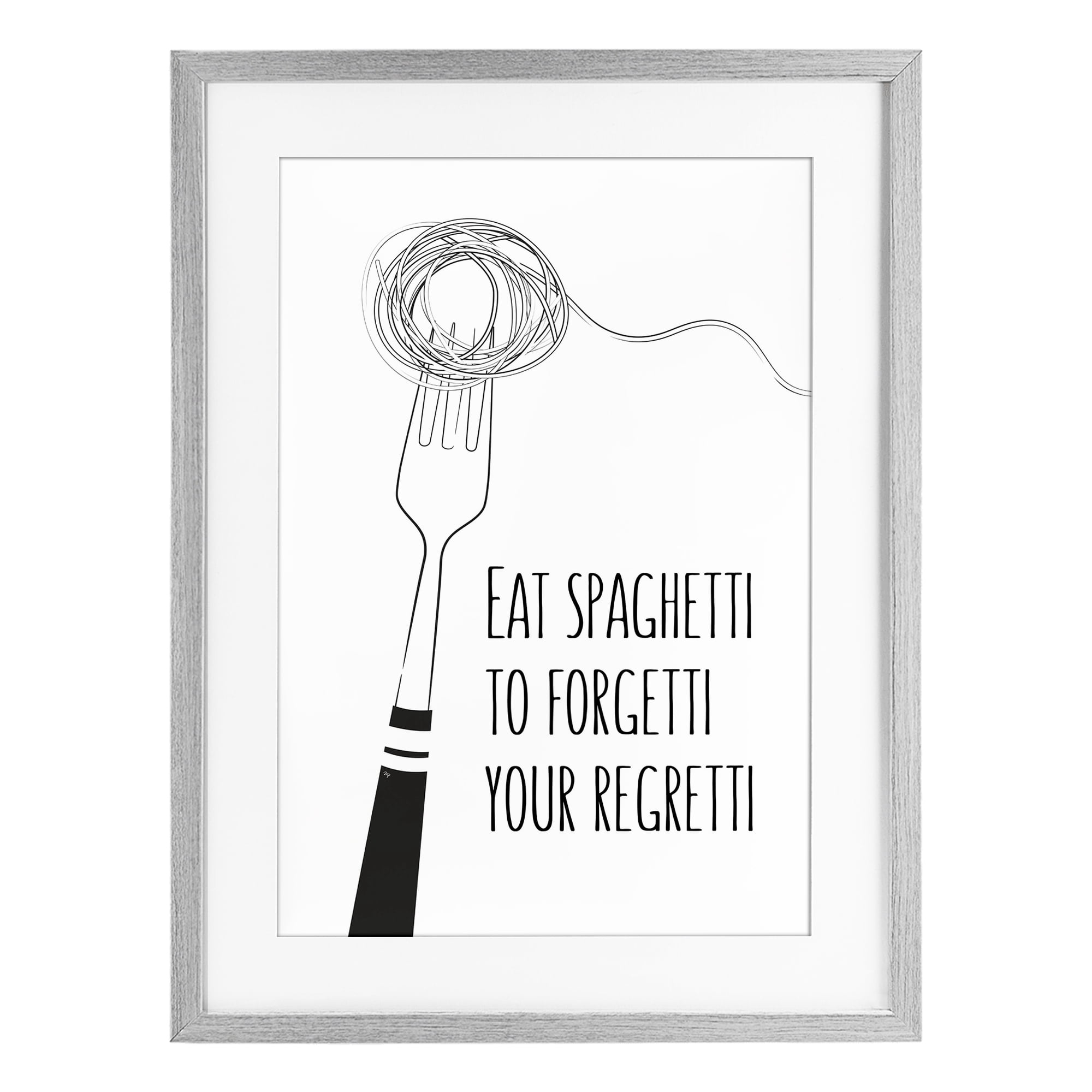 Stupell Industries Funny Spaghetti Sass Gray Framed Print Under Glass, design by Martina Pavlova