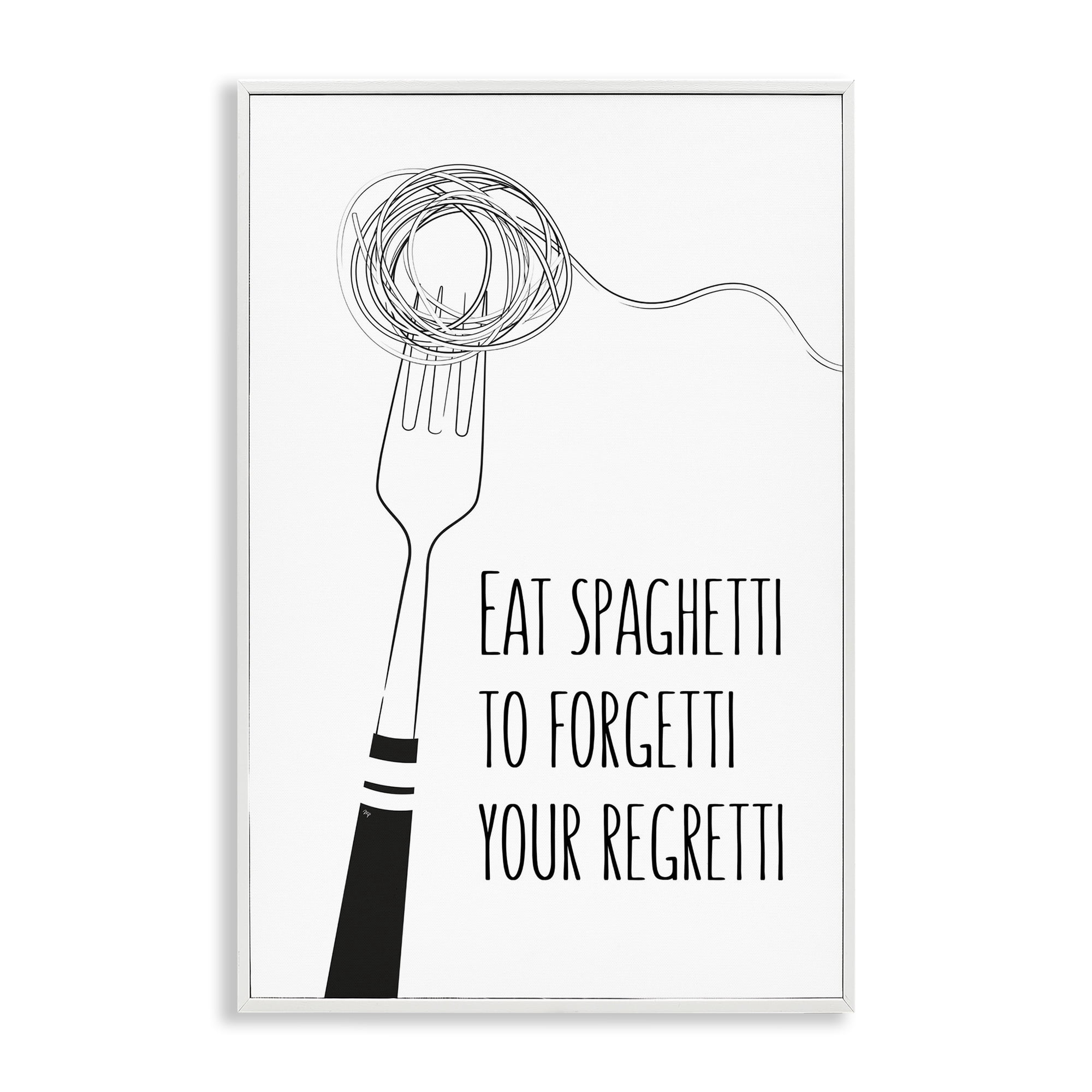 Stupell Industries Funny Spaghetti Sass White Framed Giclee Art, design by Martina Pavlova