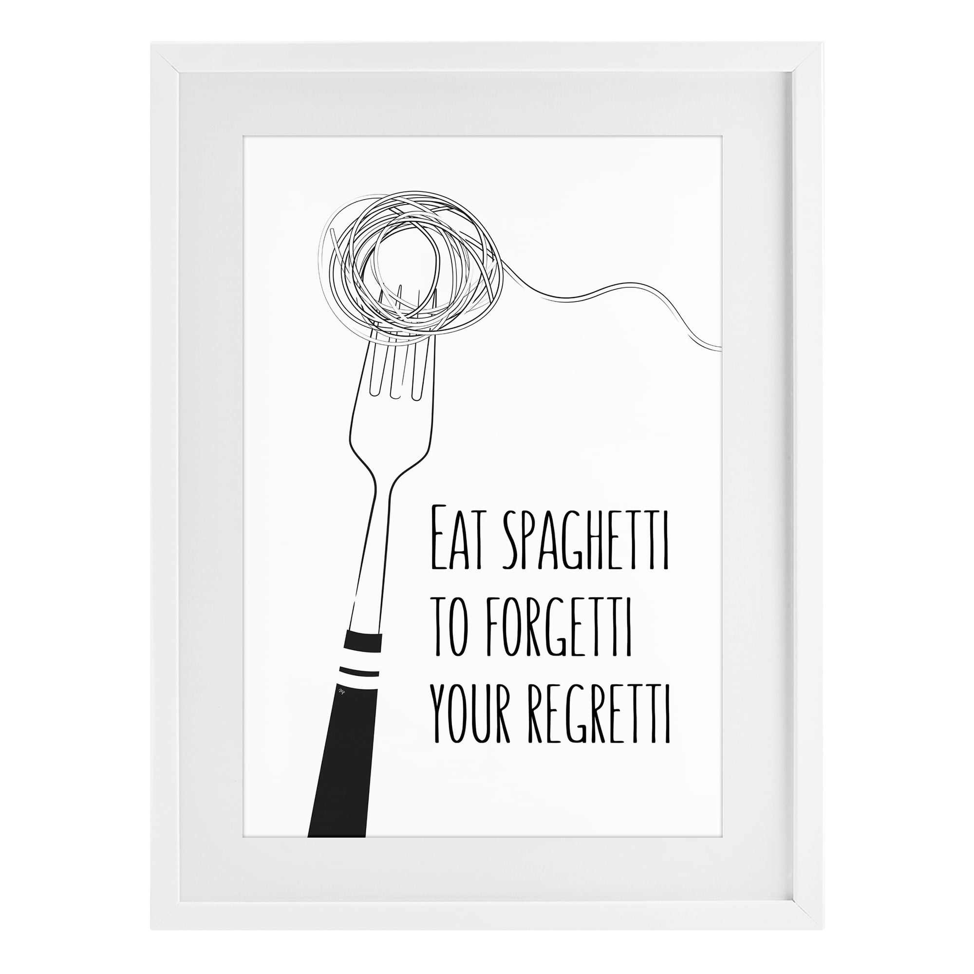 Stupell Industries Funny Spaghetti Sass White Framed Print Under Glass, design by Martina Pavlova