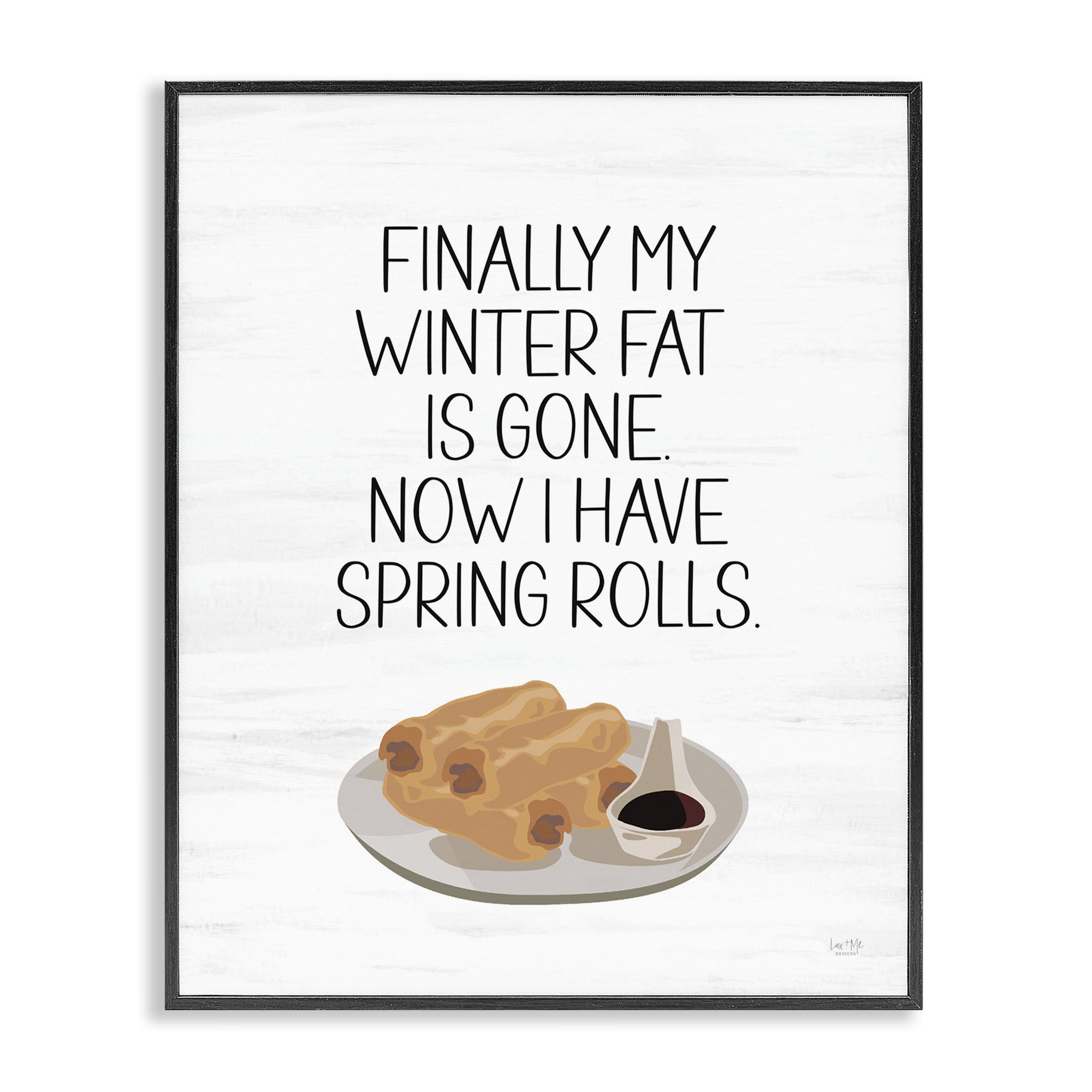 Stupell Industries Funny Spring Rolls Phrase Food & Beverage Painting Black Framed Art Print Wall Art, 11 x 14