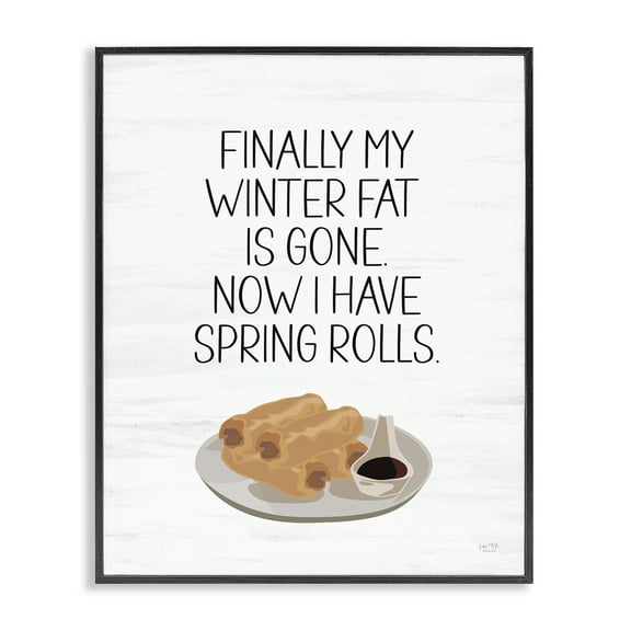 Stupell Industries Funny Spring Rolls Phrase Food & Beverage Painting Black Framed Art Print Wall Art, 11 x 14