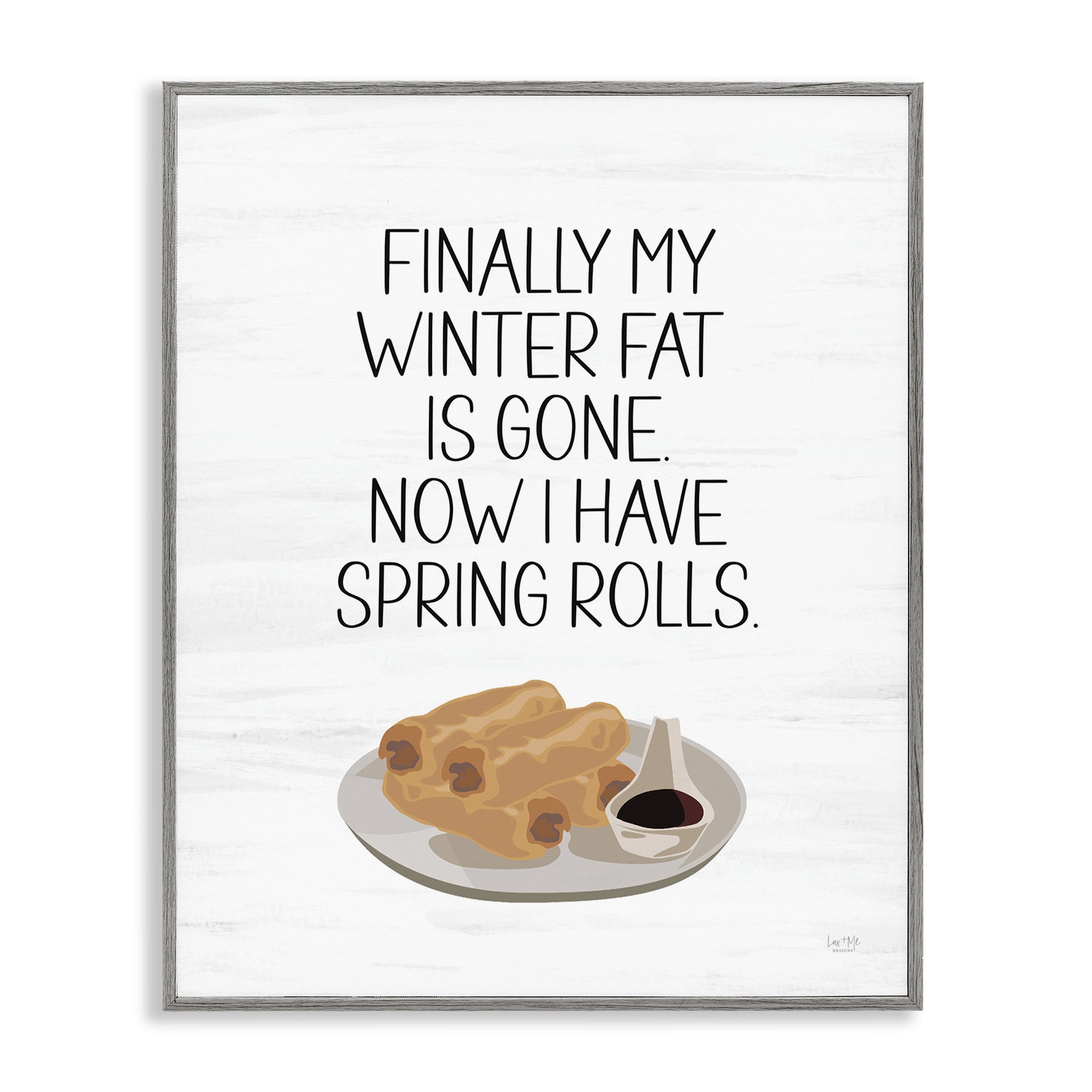Stupell Industries Funny Spring Rolls Phrase Food & Beverage Painting Gray Framed Art Print Wall Art, 16 x 20