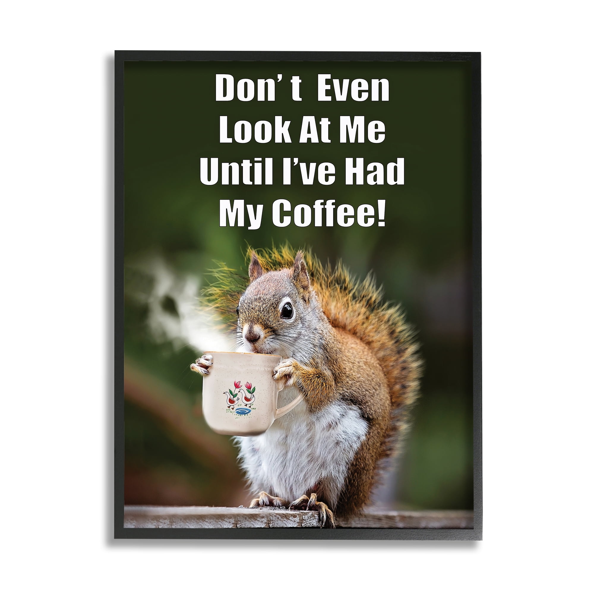 Stupell Industries Funny Squirrel Coffee Phrase Animals & Insects Painting Black Framed Art Print Wall Art, 24 x 30