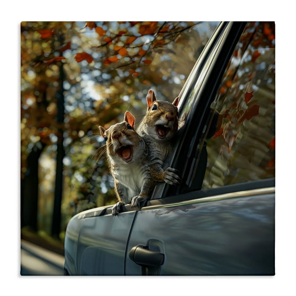 Stupell Industries Funny Squirrel Truck Canvas Wall Art design by Jim Baldwin, 17 x 17