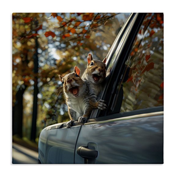 Stupell Industries Funny Squirrel Truck Canvas Wall Art design by Jim Baldwin, 36 x 36