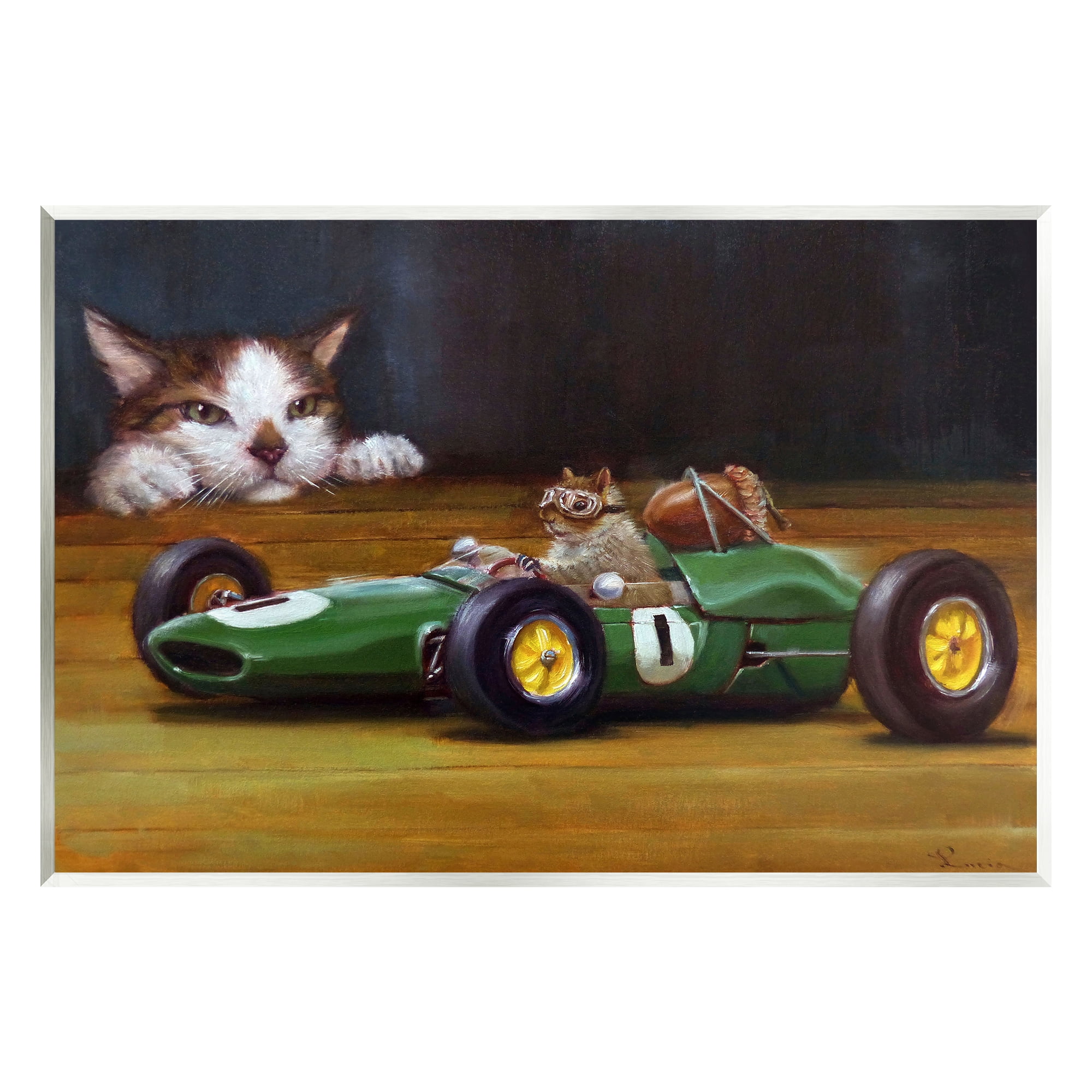 Stupell Industries Funny Squirrel in Race Car Animals & Insects Painting Unframed Art Print Wall Art, 19 x 13