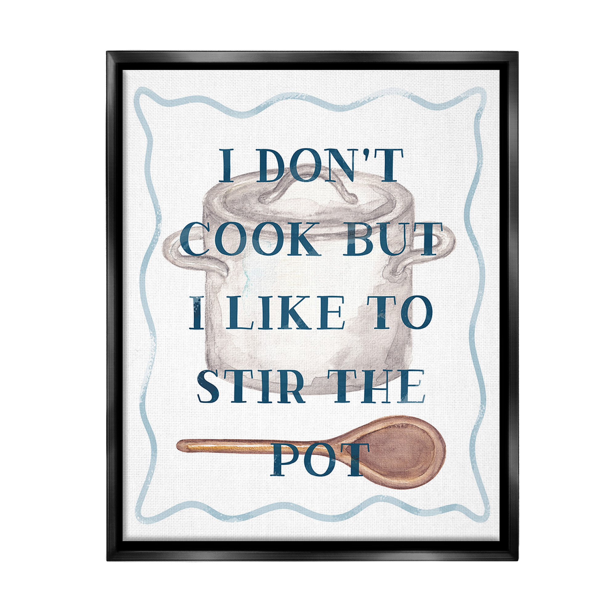 Stupell Industries Funny Stir The Pot Food & Beverage Painting Black Floater Framed Canvas Art Print Wall Art, 17 x 21