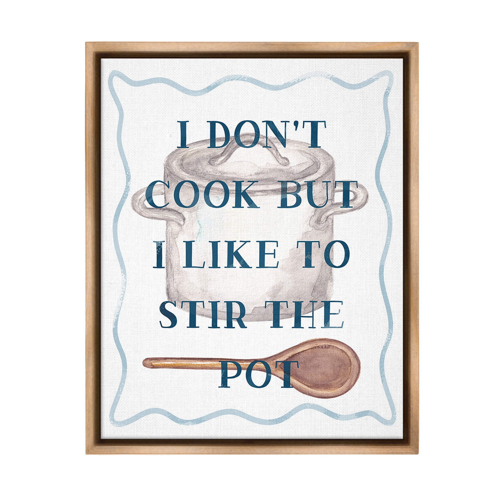 Stupell Industries Funny Stir The Pot Food & Beverage Painting Brown Floater Framed Canvas Art Print Wall Art, 17 x 21