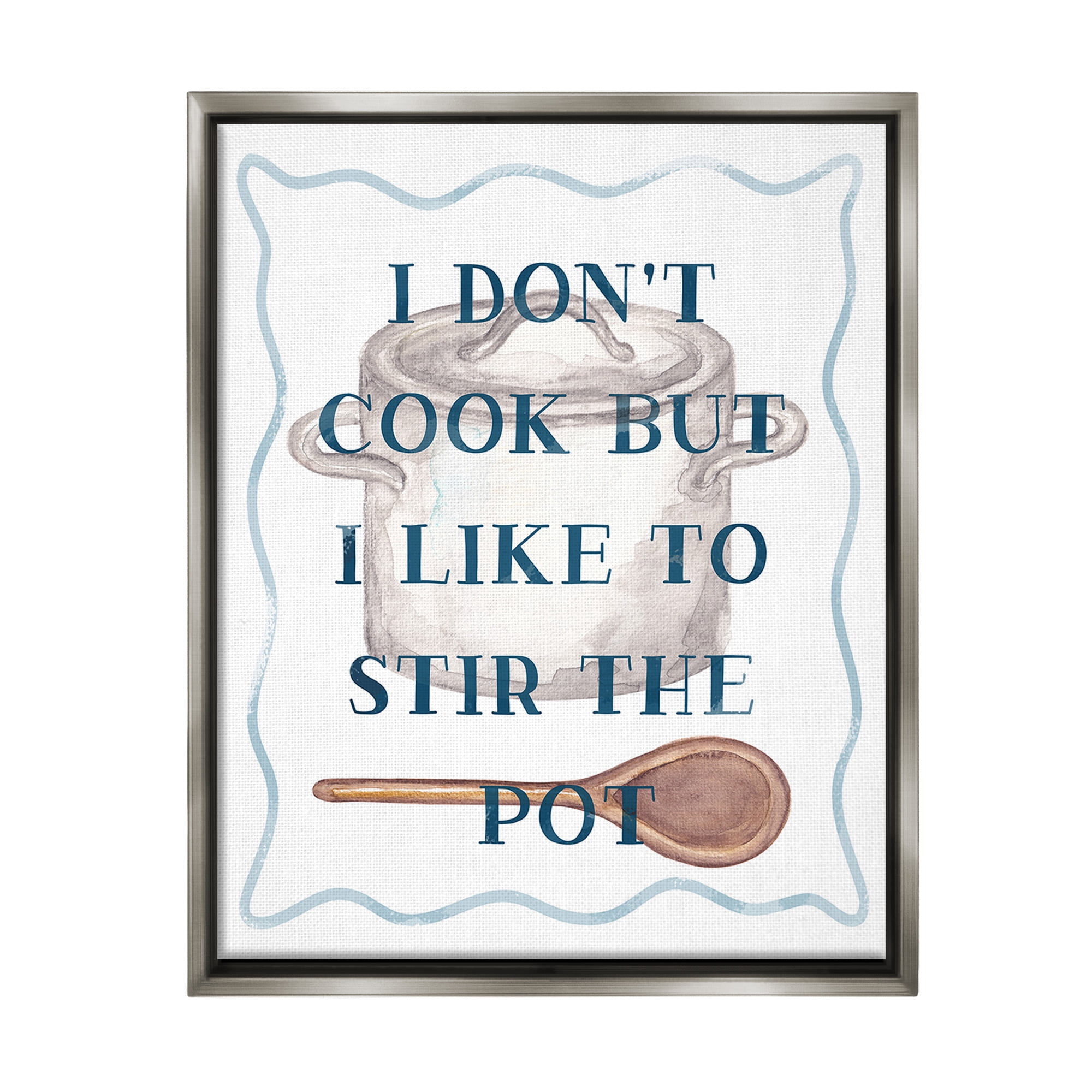 Stupell Industries Funny Stir The Pot Food & Beverage Painting Gray Floater Framed Canvas Art Print Wall Art, 17 x 21