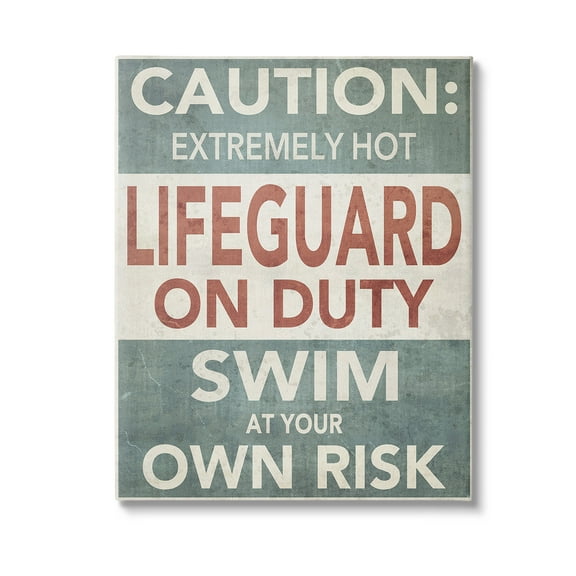 Stupell Industries Funny Swim at Own Risk Typography Painting Gallery Wrapped Canvas Art Print Wall Art, 16 x 20