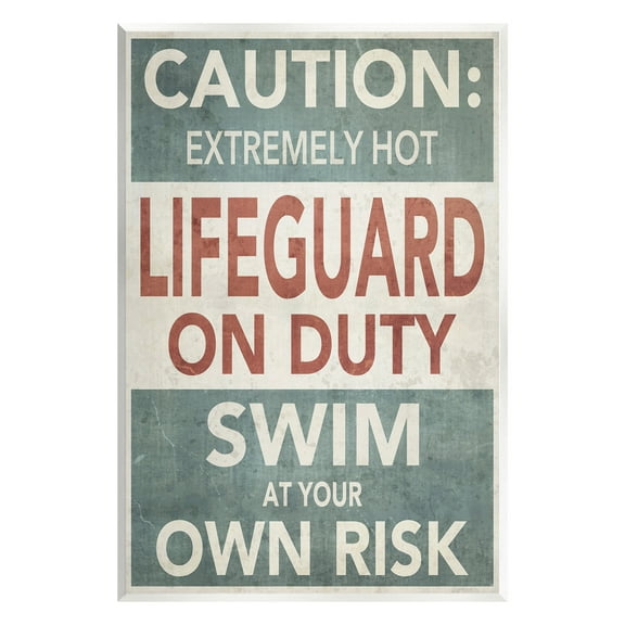 Stupell Industries Funny Swim at Own Risk Typography Painting Unframed Art Print Wall Art, 10 x 15
