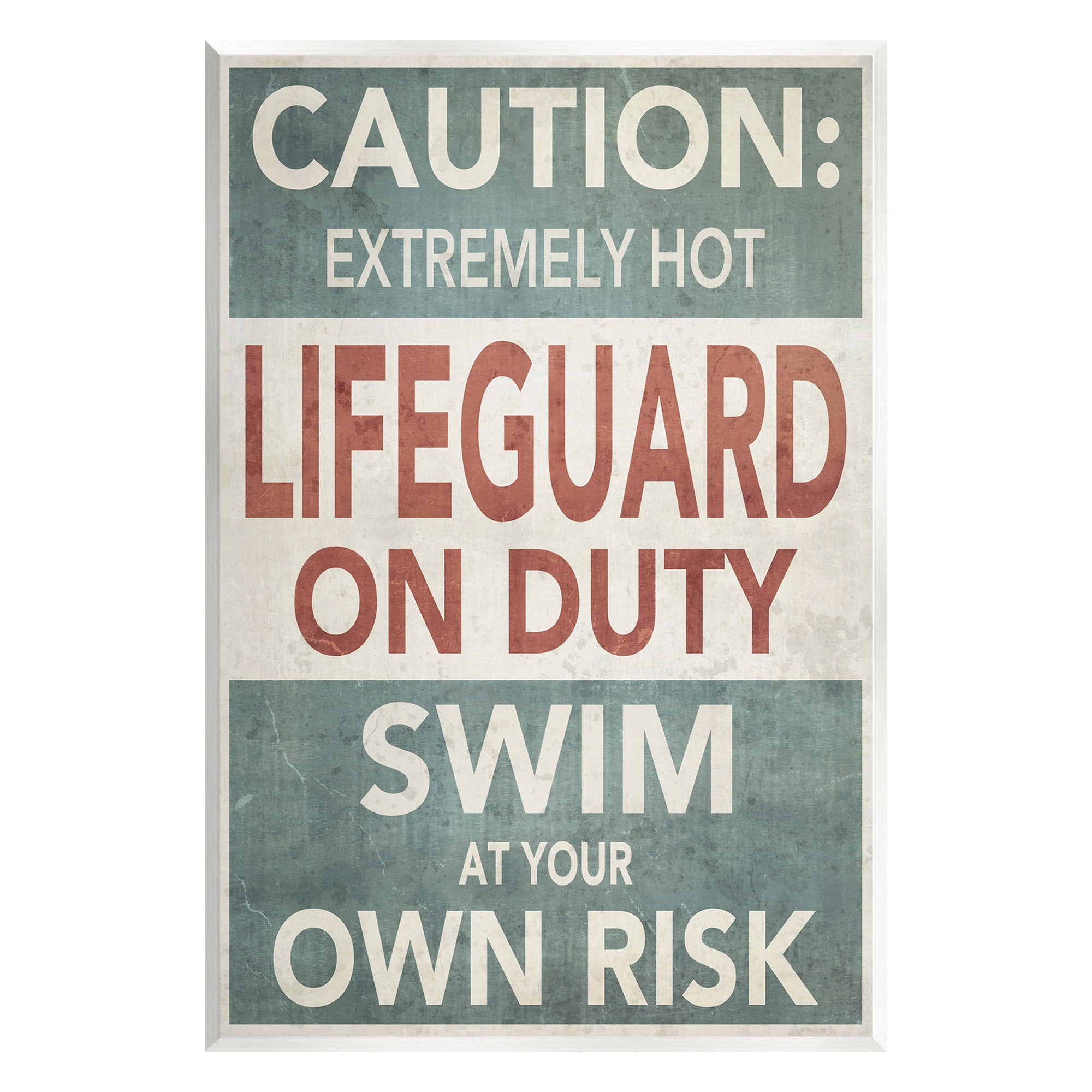 Stupell Industries Funny Swim at Own Risk Typography Painting Unframed Art Print Wall Art, 13 x 19