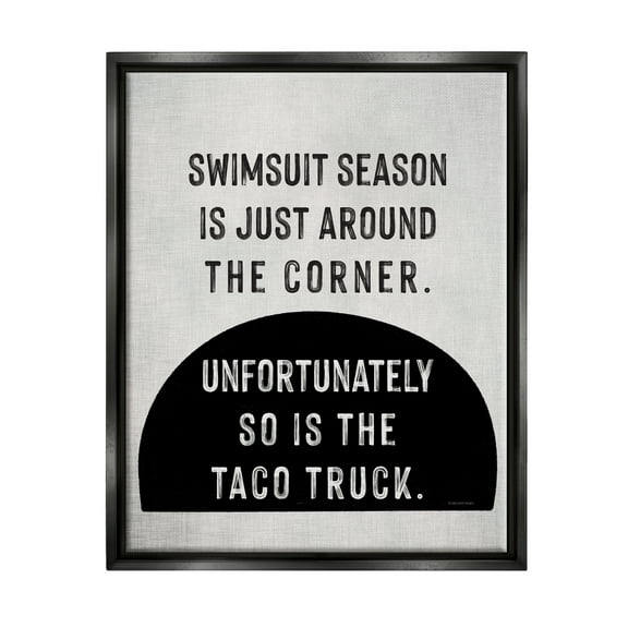 Stupell Industries Funny Taco Truck Summer Typography Painting Black Floater Framed Art Print Wall Art, 17 x 21