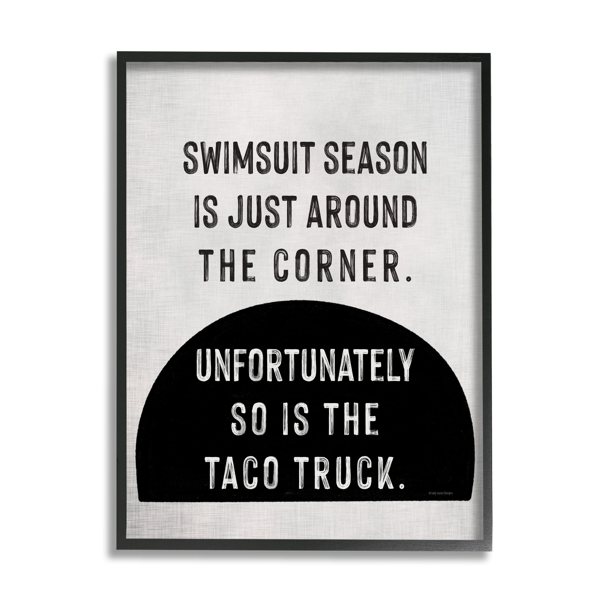 Stupell Industries Funny Taco Truck Summer Typography Painting Black Framed Art Print Wall Art, 11 x 14