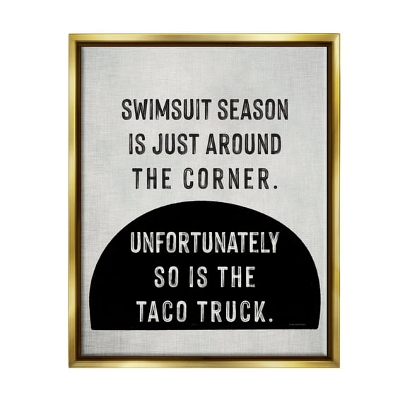 Stupell Industries Funny Taco Truck Summer Typography Painting Gold Floater Framed Art Print Wall Art, 25 x 31