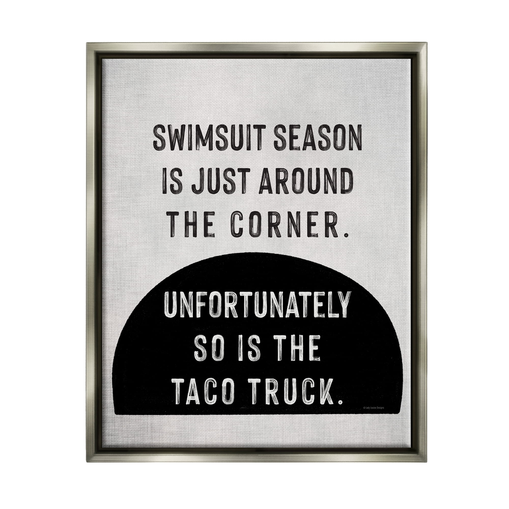 Stupell Industries Funny Taco Truck Summer Typography Painting Gray Floater Framed Art Print Wall Art, 17 x 21