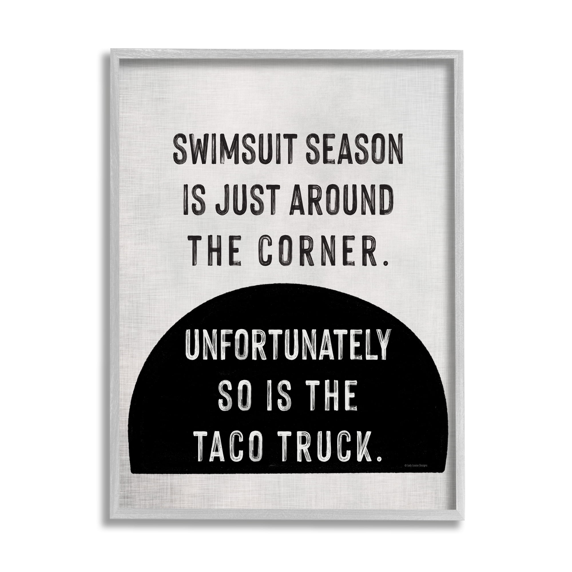 Stupell Industries Funny Taco Truck Summer Typography Painting Gray Framed Art Print Wall Art, 24 x 30