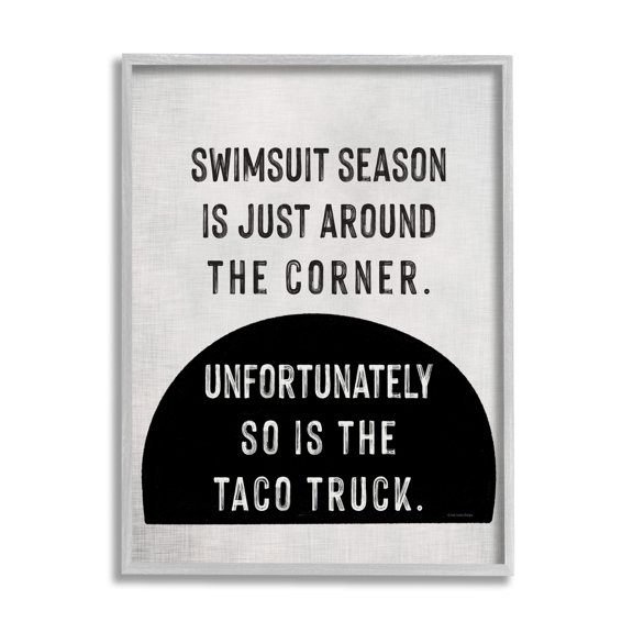 Stupell Industries Funny Taco Truck Summer Typography Painting Gray Framed Art Print Wall Art, 24 x 30