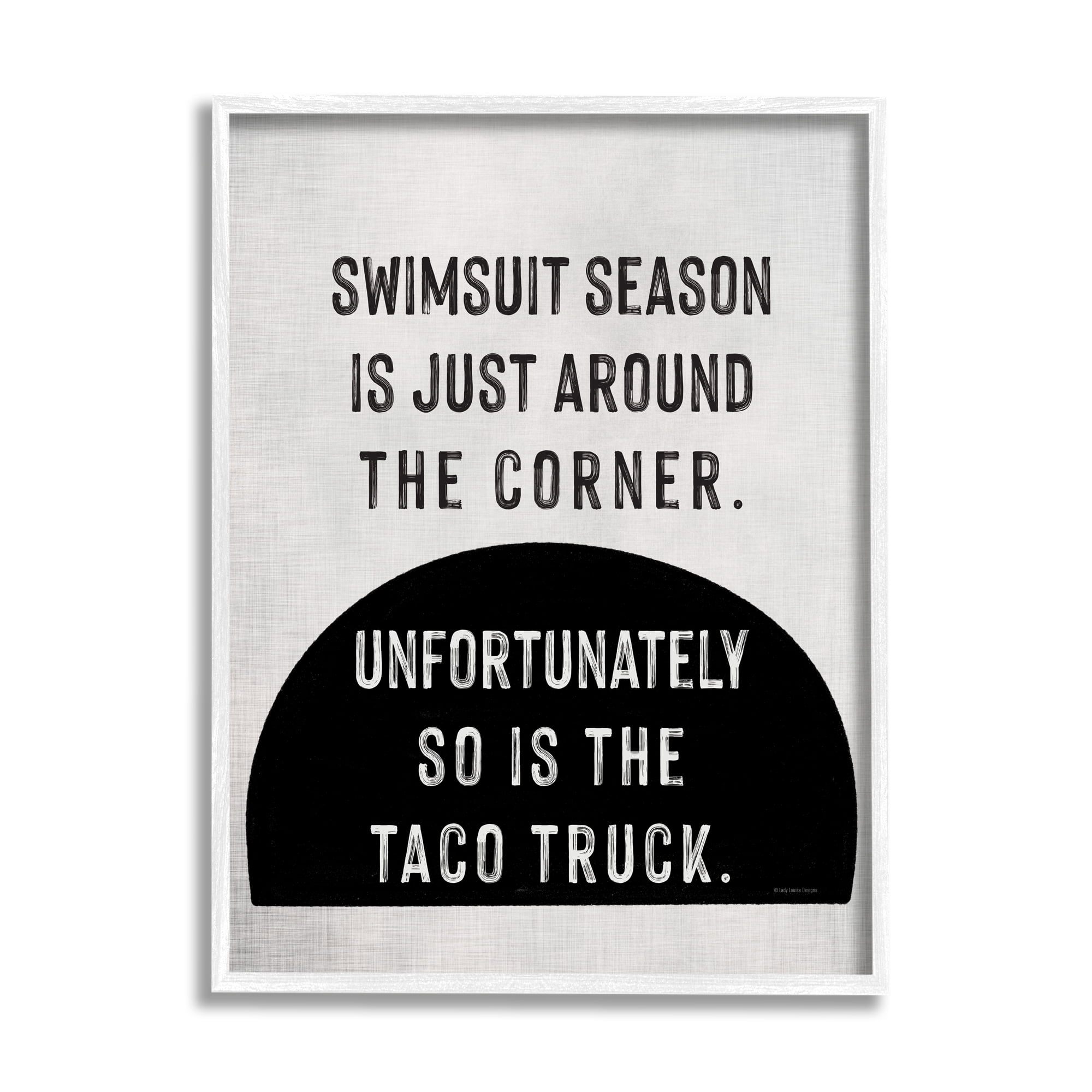 Stupell Industries Funny Taco Truck Summer Typography Painting White Framed Art Print Wall Art, 16 x 20