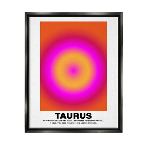 Stupell Industries Funny Taurus Astrology Abstract Painting Black Floater Framed Canvas Art Print Wall Art, 17 x 21