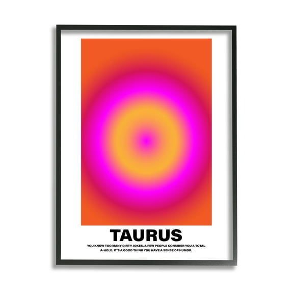 Stupell Industries Funny Taurus Astrology Abstract Painting Black Framed Art Print Wall Art, 24 x 30