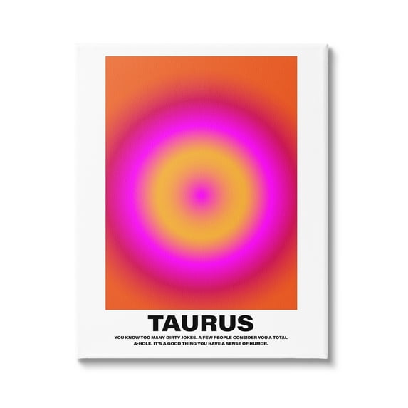 Stupell Industries Funny Taurus Astrology Abstract Painting Gallery Wrapped Canvas Art Print Wall Art, 16 x 20
