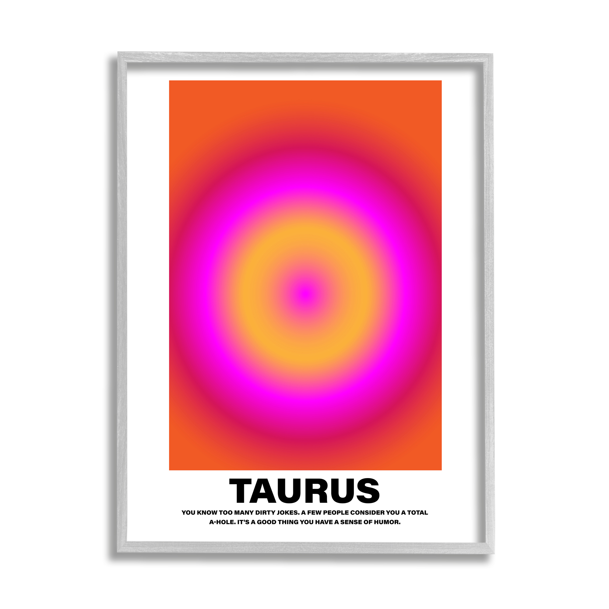 Stupell Industries Funny Taurus Astrology Abstract Painting Gray Framed Art Print Wall Art, 11 x 14