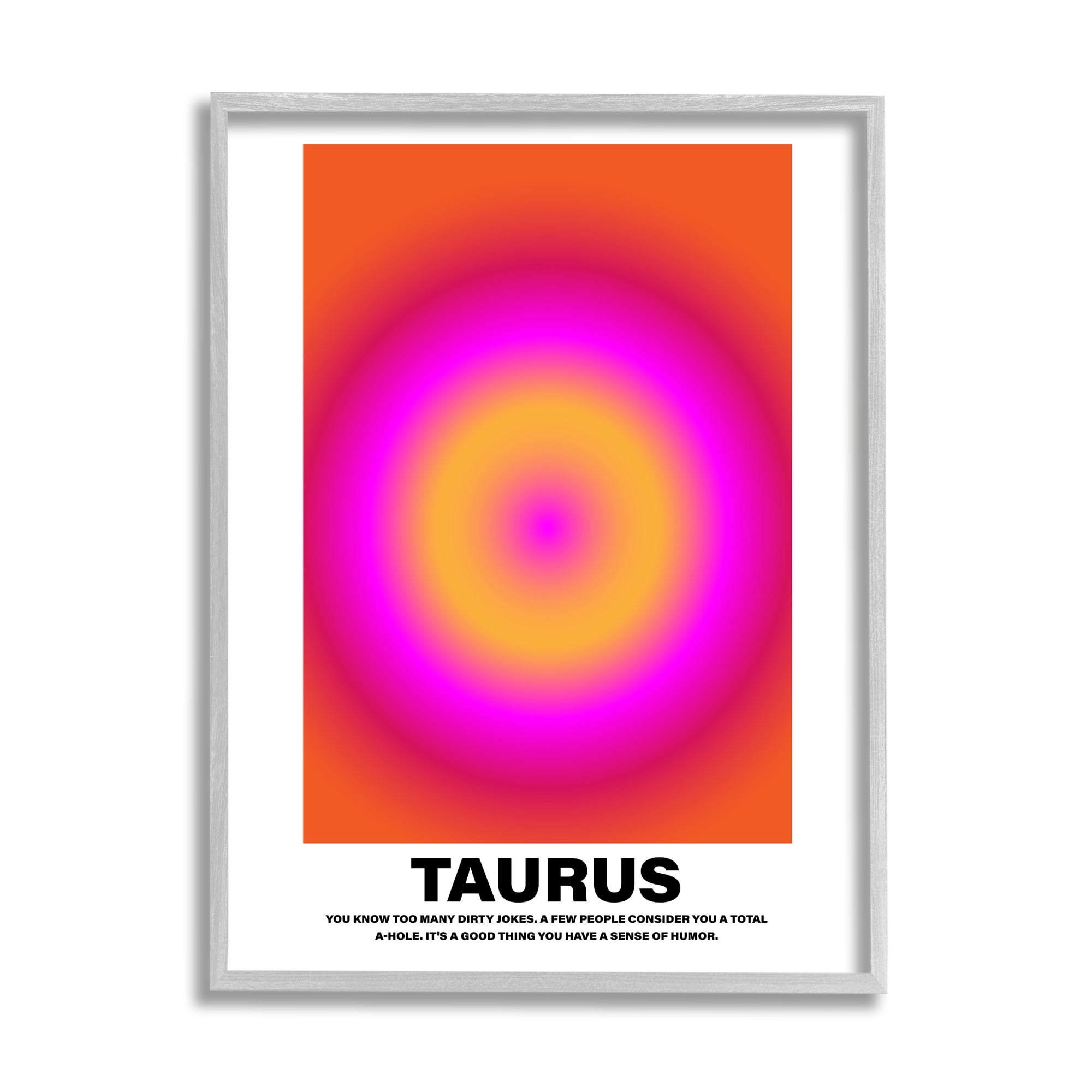 Stupell Industries Funny Taurus Astrology Abstract Painting Gray Framed Art Print Wall Art, 24 x 30