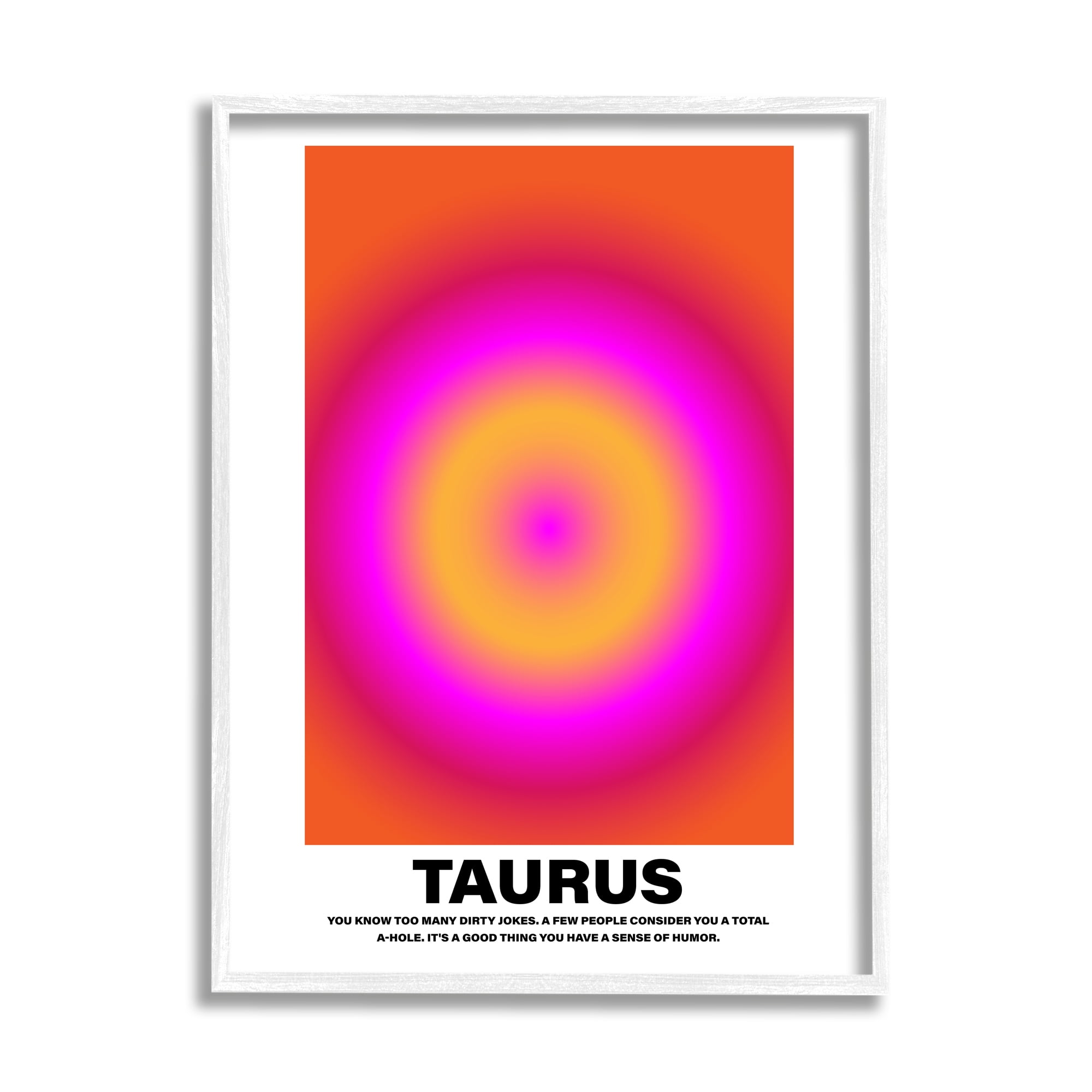 Stupell Industries Funny Taurus Astrology Abstract Painting White Framed Art Print Wall Art, 11 x 14