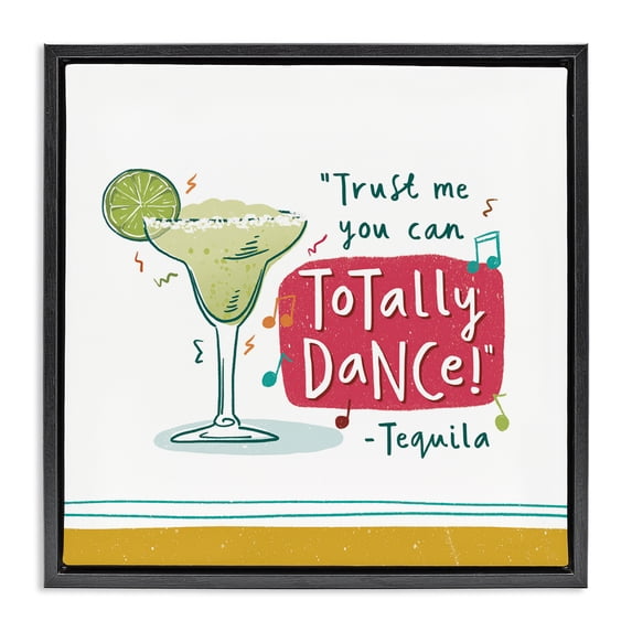 Stupell Industries Eclectic Funny Tequila Phrase Black Floating Frame Canvas Art, 18 x 18, by Courtney Morgenstern