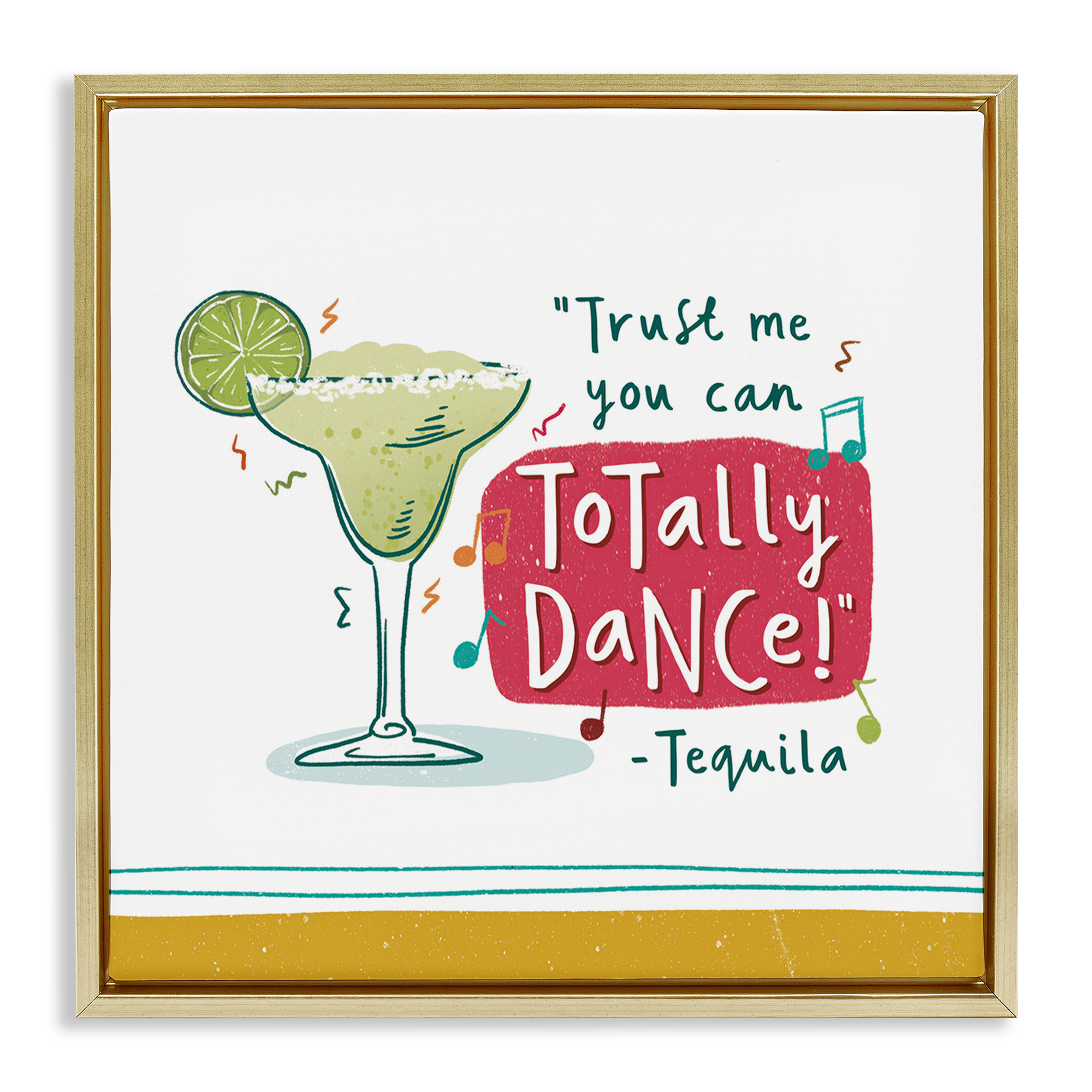 Stupell Industries Funny Tequila Phrase Food & Beverage Painting Gold Floater Framed Canvas Art Print Wall Art, 18 x 18
