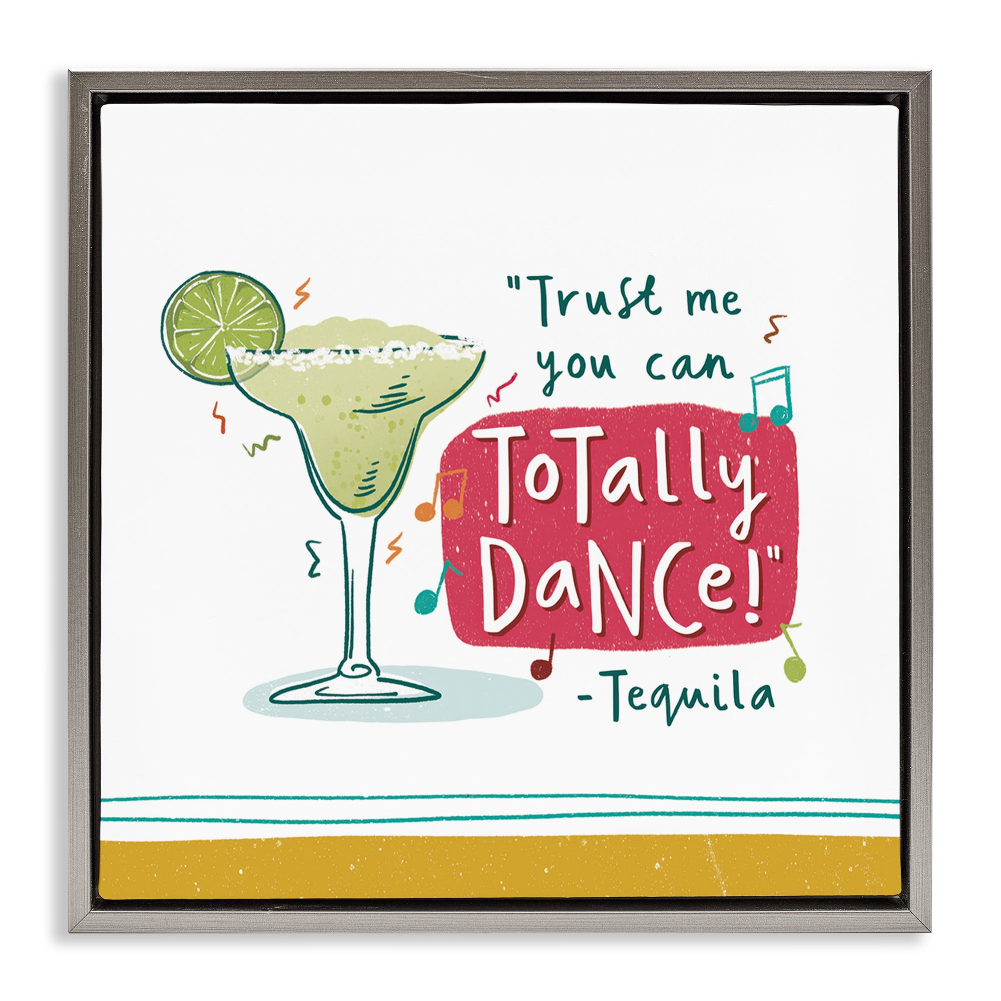 Stupell Industries Funny Tequila Phrase Food & Beverage Painting Gray Floater Framed Canvas Art Print Wall Art, 18 x 18