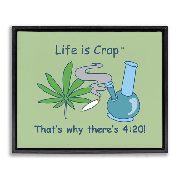 Stupell Industries Funny That's Why 420 Novelty & Humor Painting Black Floater Framed Canvas Art Print Wall Art, 31 x 25