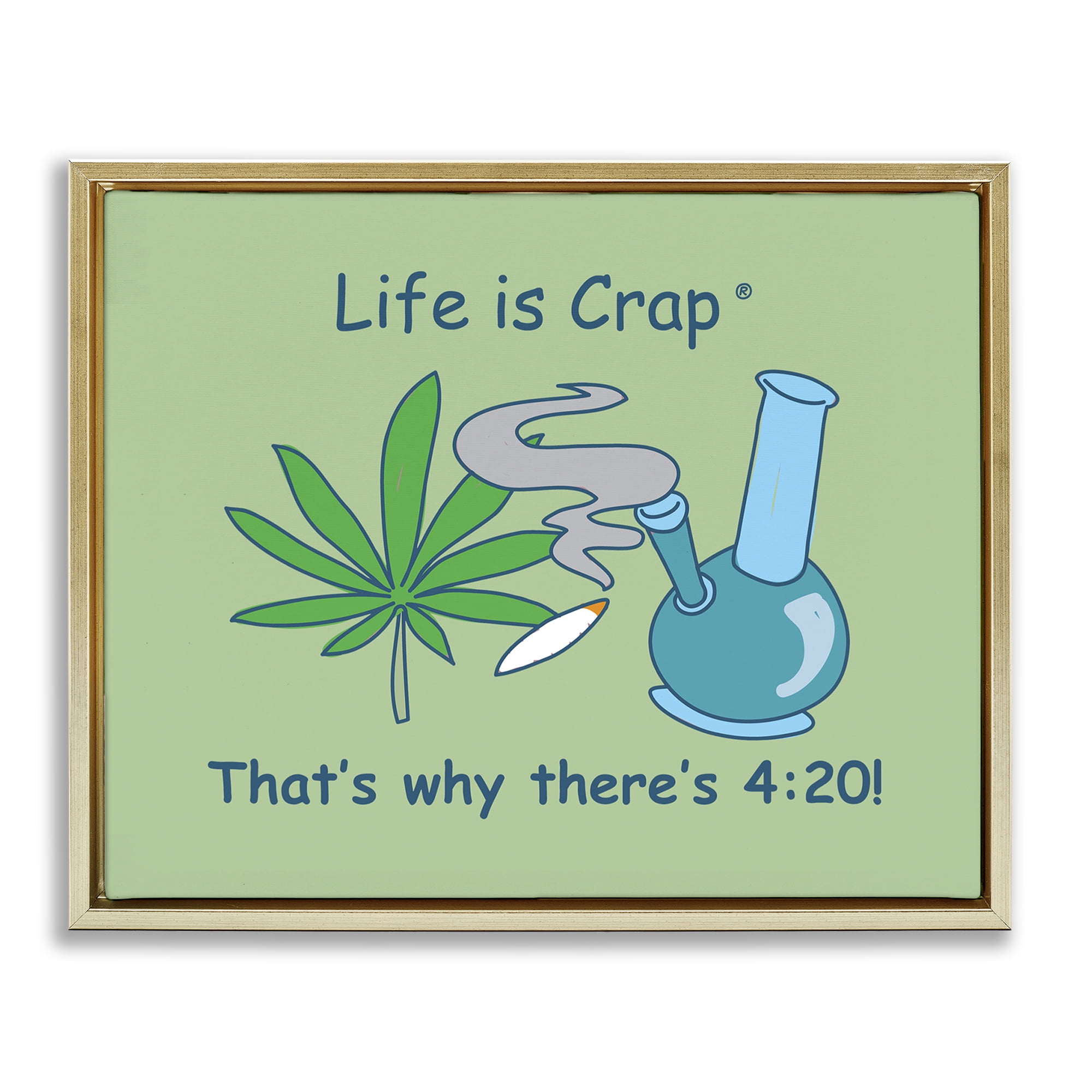 Stupell Industries Funny That's Why 420 Novelty & Humor Painting Gold Floater Framed Canvas Art Print Wall Art, 21 x 17