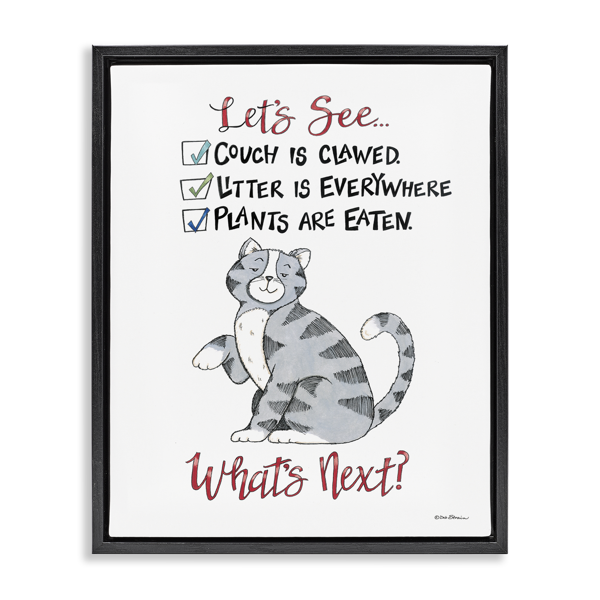 Stupell Industries Funny Troublemaker Cat Animals Painting Black Floater Framed Canvas Art Print Wall Art, 17 x 21