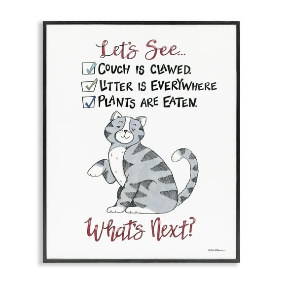 Stupell Industries Funny Troublemaker Cat Animals Painting Black Framed Art Print Wall Art, 11 x 14