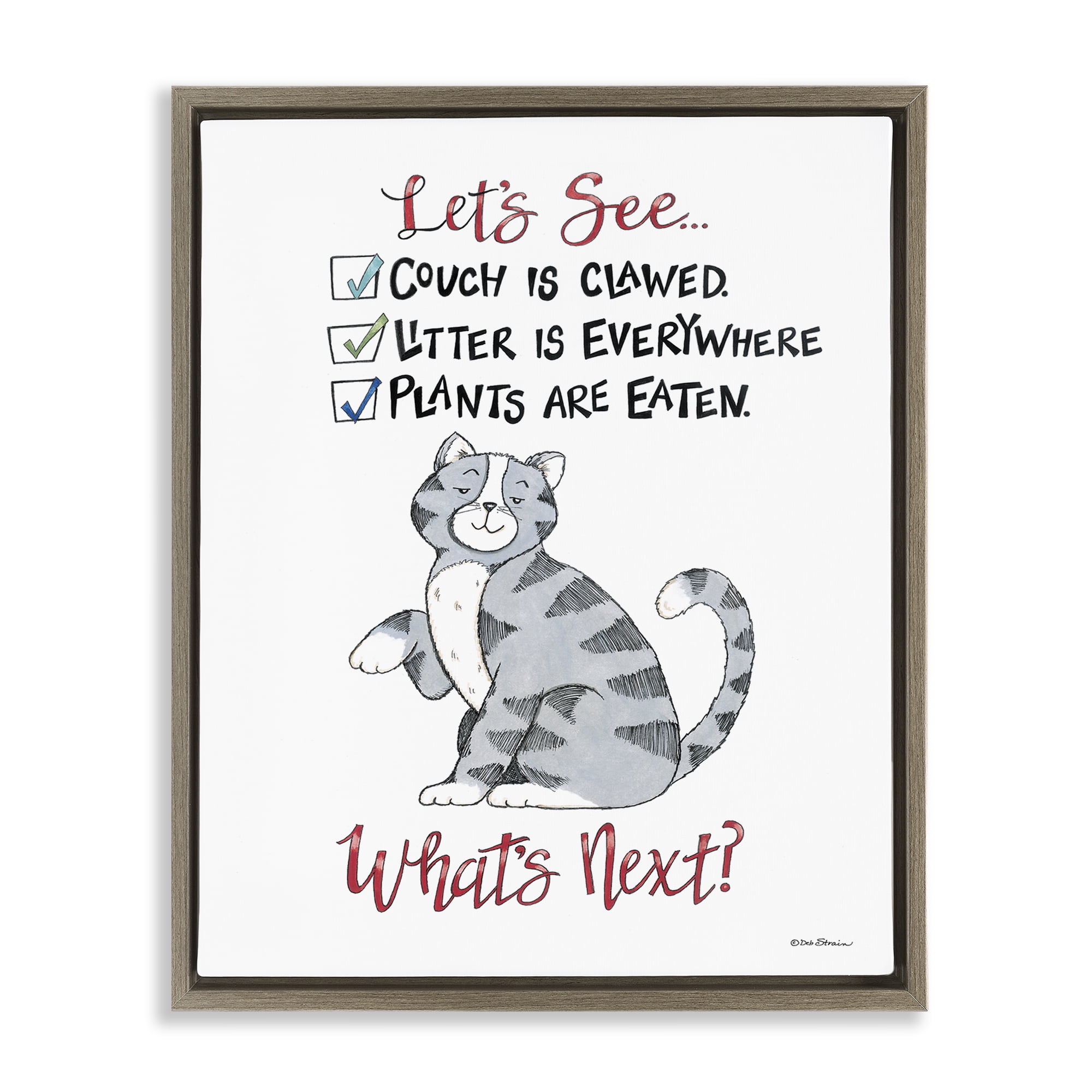 Stupell Industries Funny Troublemaker Cat Animals Painting Brown Floater Framed Canvas Art Print Wall Art, 25 x 31