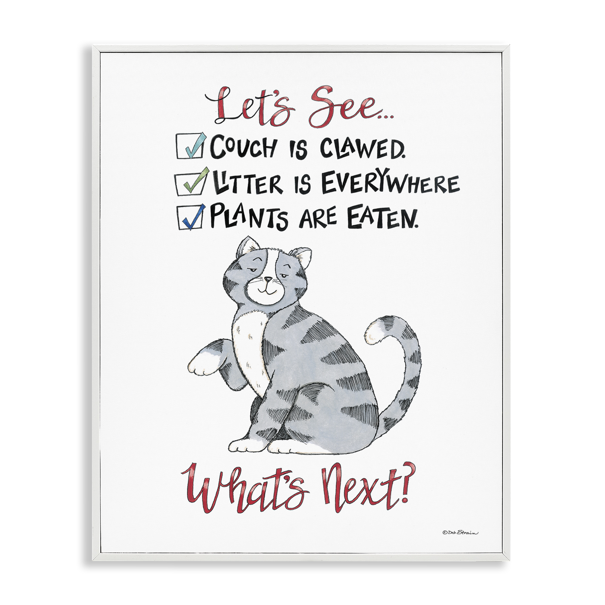 Stupell Industries Funny Troublemaker Cat Animals Painting White Framed Art Print Wall Art, 24 x 30
