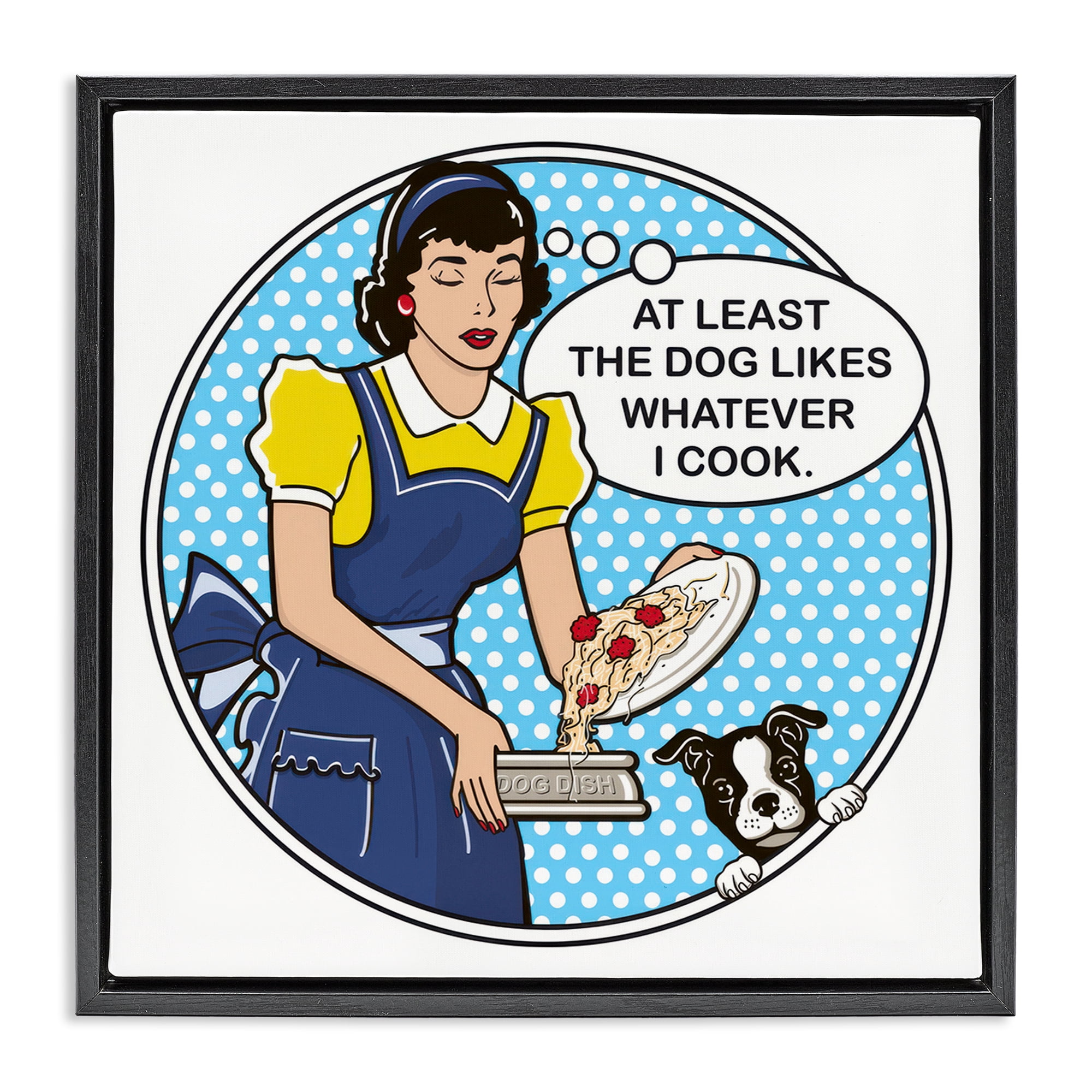 Stupell Industries Funny Vintage Dog Phrase Animals Painting Black Floater Framed Canvas Art Print Wall Art, 25 x 25