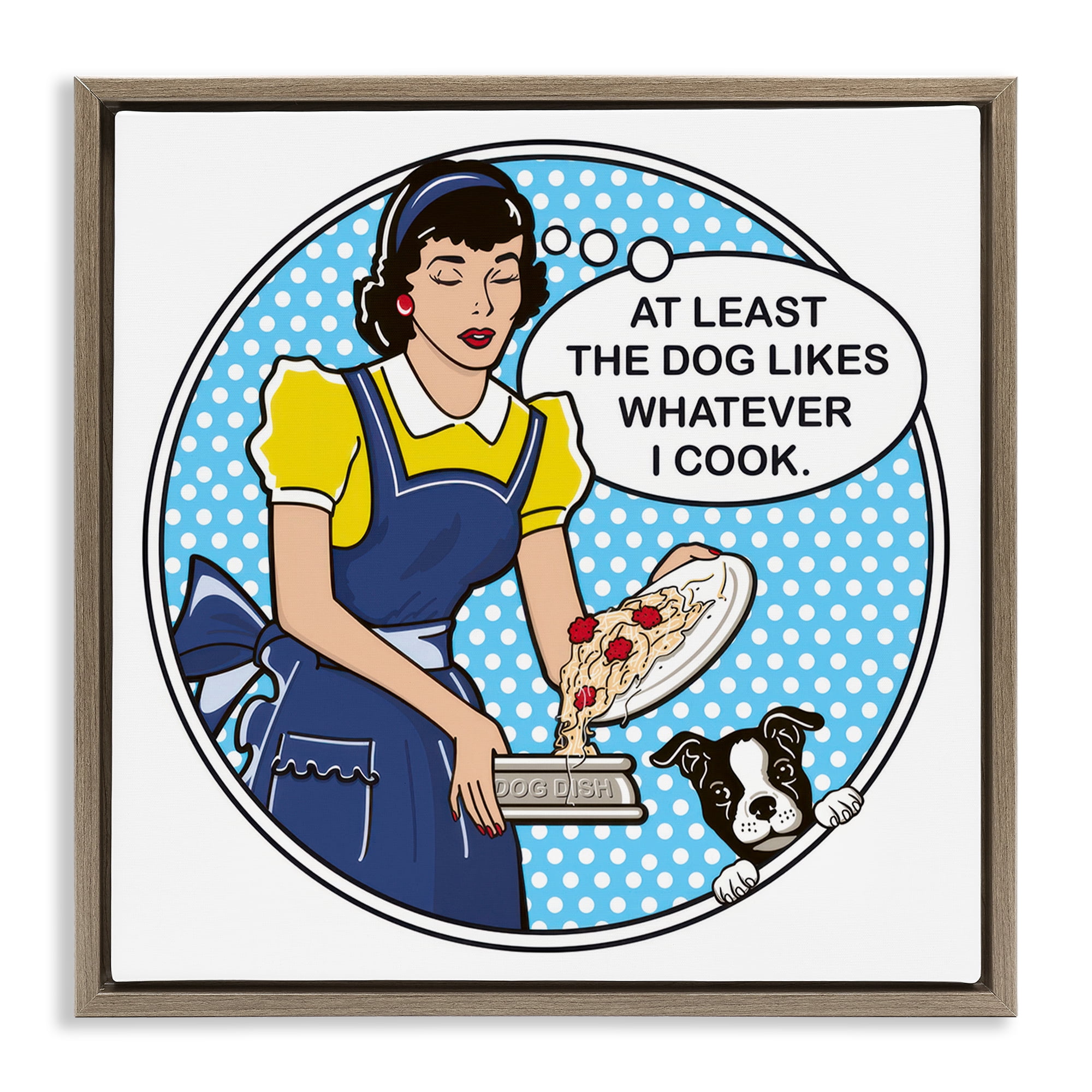 Stupell Industries Funny Vintage Dog Phrase Animals Painting Brown Floater Framed Canvas Art Print Wall Art, 18 x 18