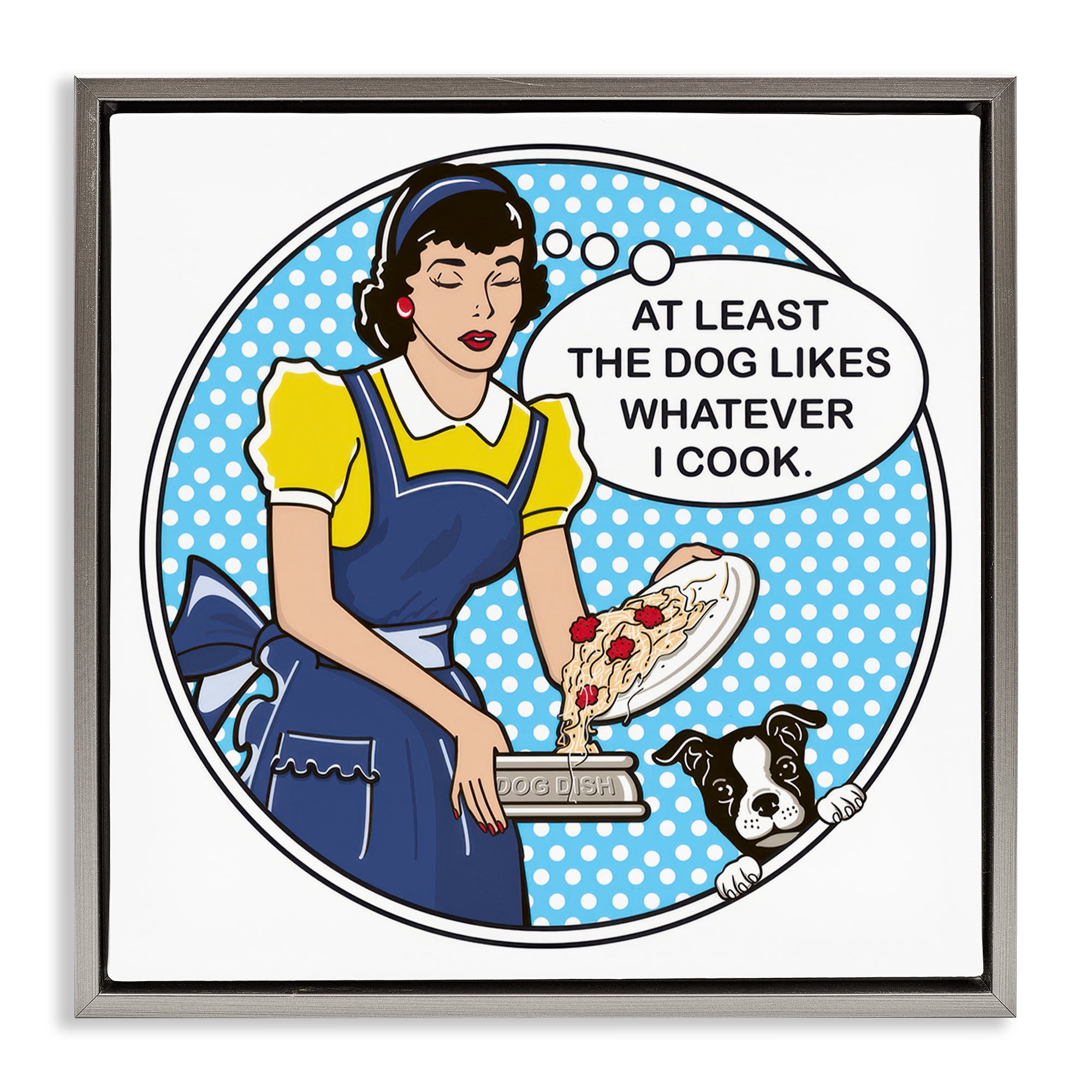 Stupell Industries Funny Vintage Dog Phrase Animals Painting Gray Floater Framed Canvas Art Print Wall Art, 18 x 18