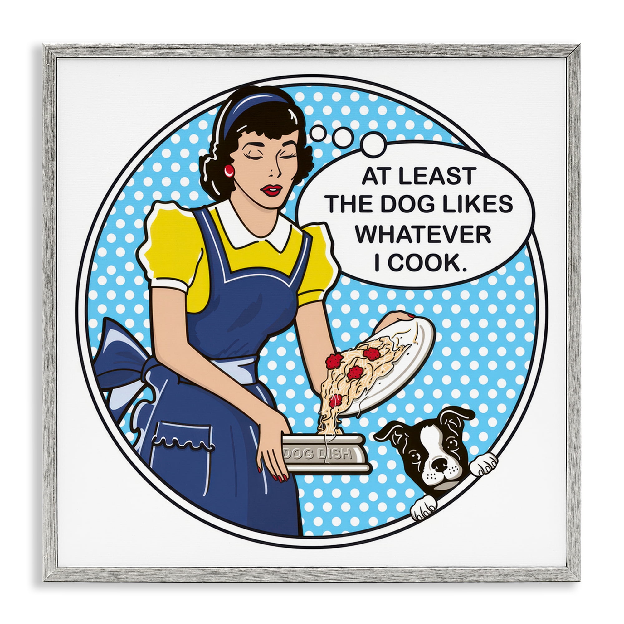 Stupell Industries Funny Vintage Dog Phrase Animals Painting Gray Framed Art Print Wall Art, 12 x 12