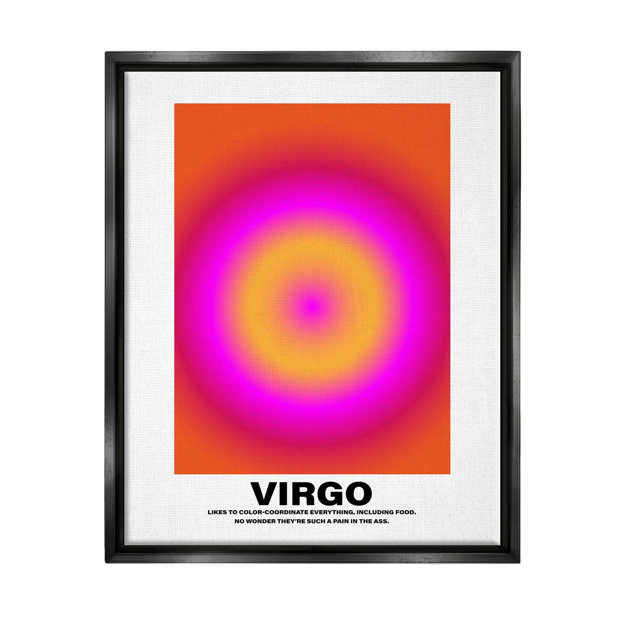 Stupell Industries Funny Virgo Astrology Abstract Painting Black Floater Framed Canvas Art Print Wall Art, 25 x 31