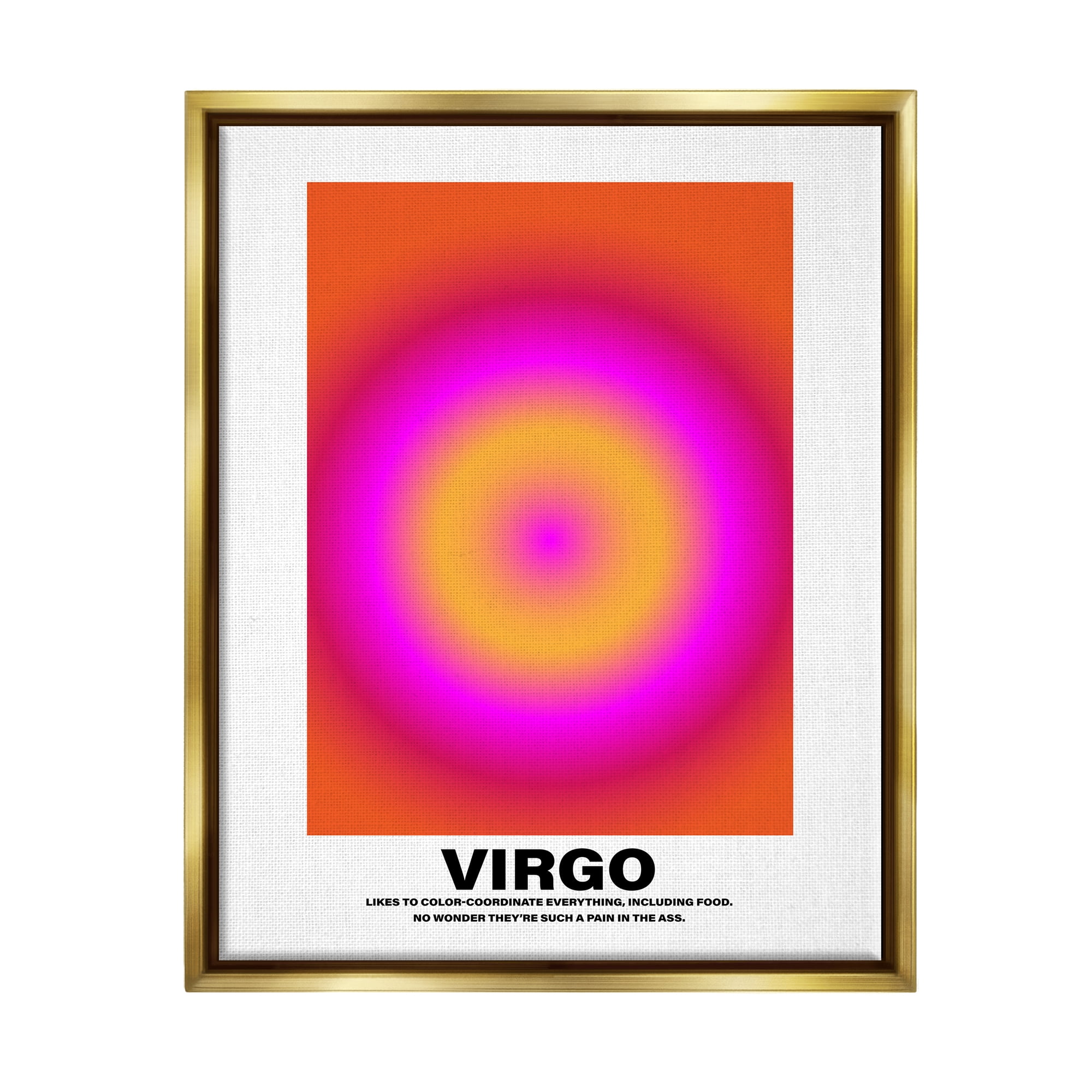 Stupell Industries Funny Virgo Astrology Abstract Painting Gold Floater Framed Canvas Art Print Wall Art, 25 x 31