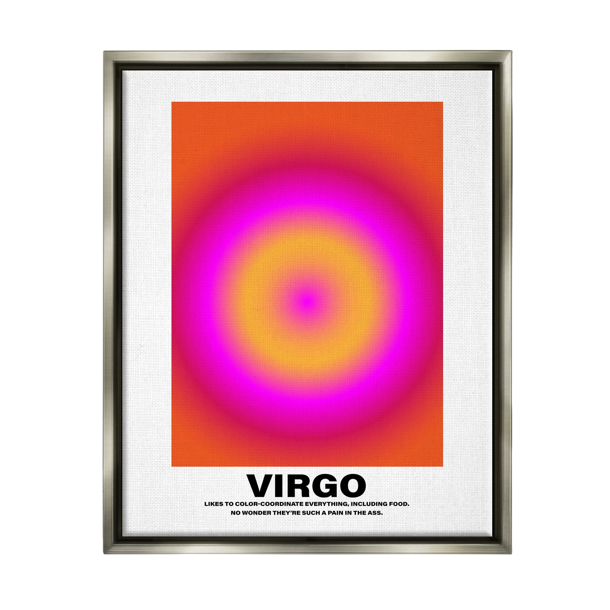 Stupell Industries Funny Virgo Astrology Abstract Painting Gray Floater Framed Canvas Art Print Wall Art, 17 x 21